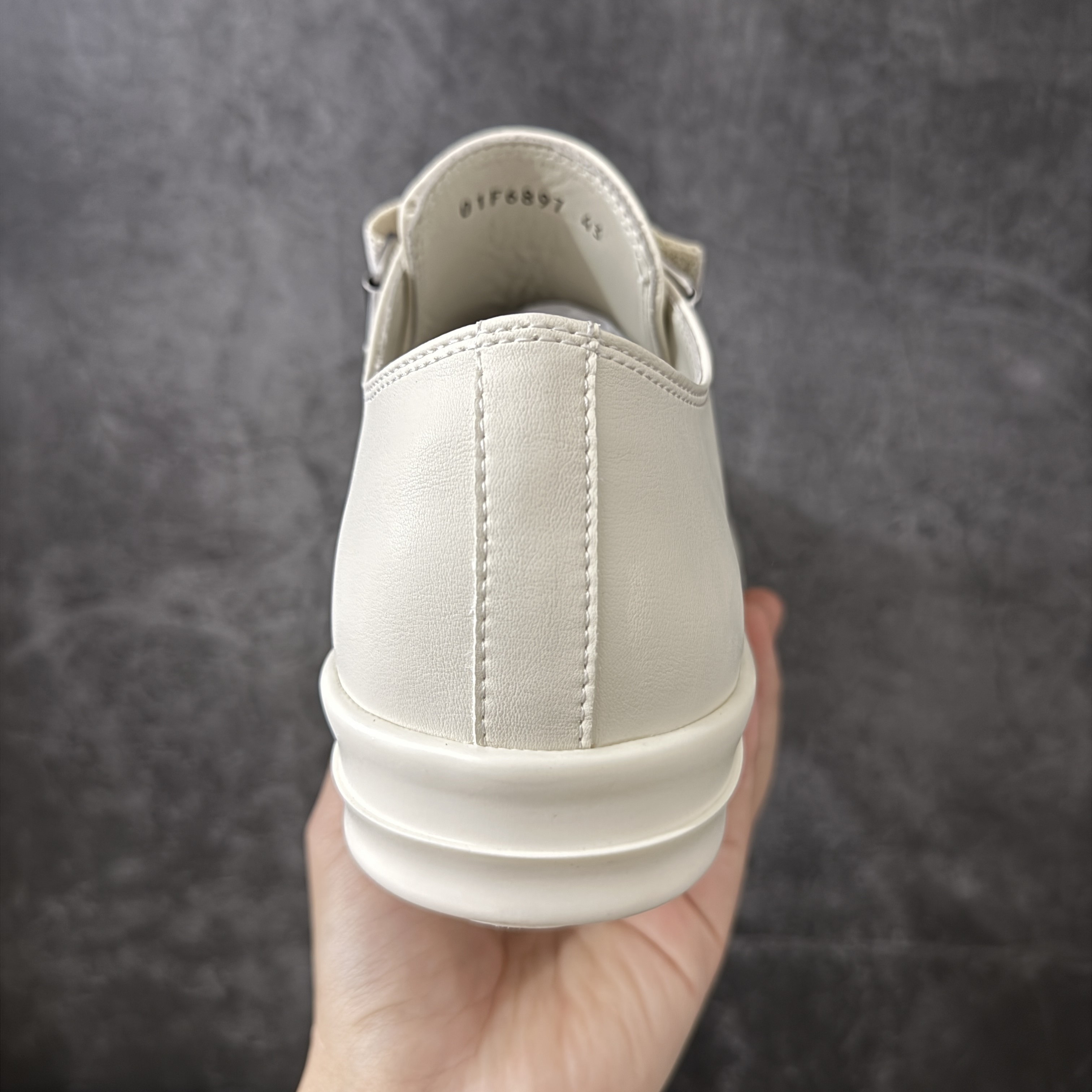 RICK OWENS RO 圆头 板鞋 休闲鞋 波鞋 男鞋  帆布  低筒   白色 魔术贴 RP01F6897LCO-1111
