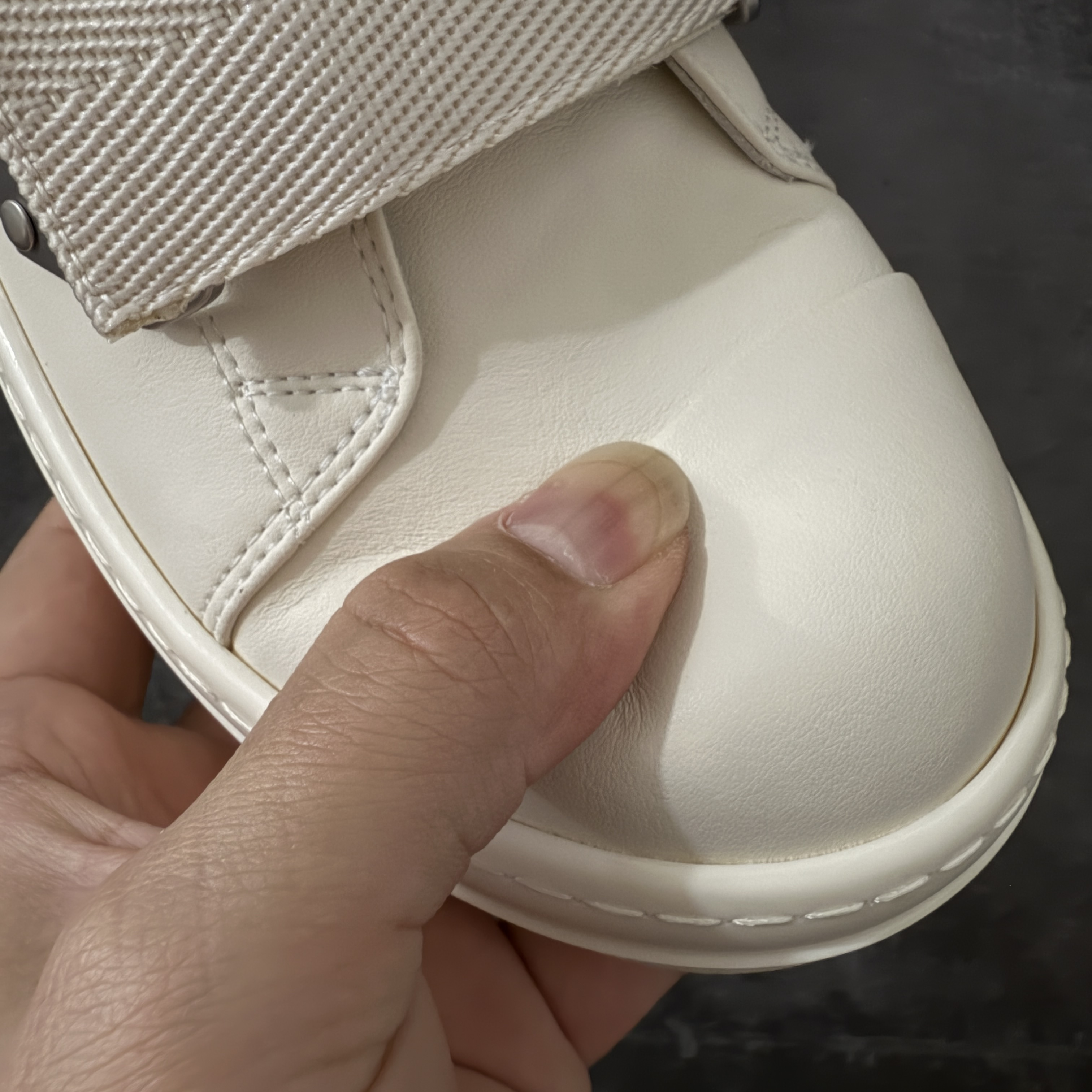 RICK OWENS RO 圆头 板鞋 休闲鞋 波鞋 男鞋  帆布  低筒   白色 魔术贴 RP01F6897LCO-1111