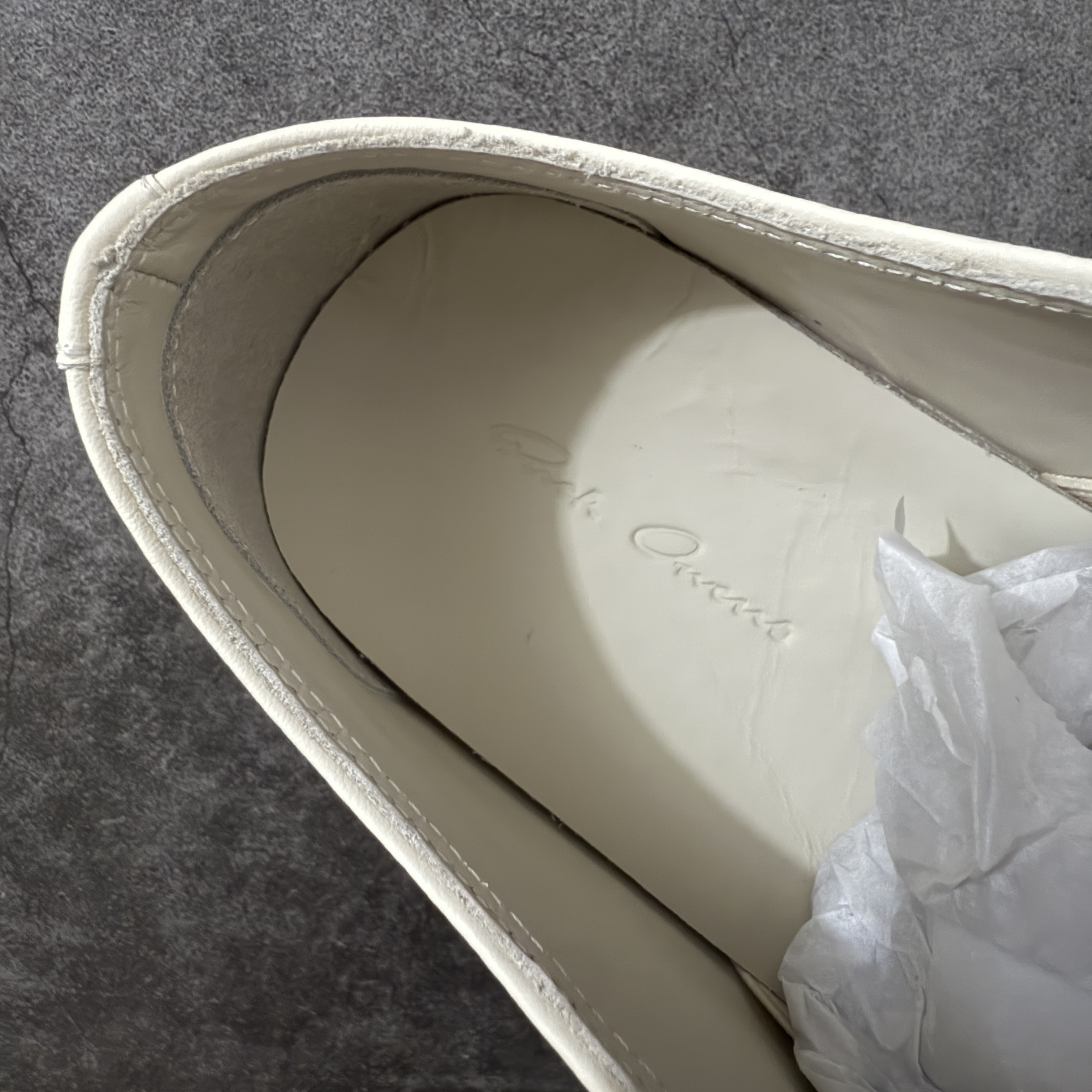 RICK OWENS RO 圆头 板鞋 休闲鞋 波鞋 男鞋  帆布  低筒   白色 魔术贴 RP01F6897LCO-1111