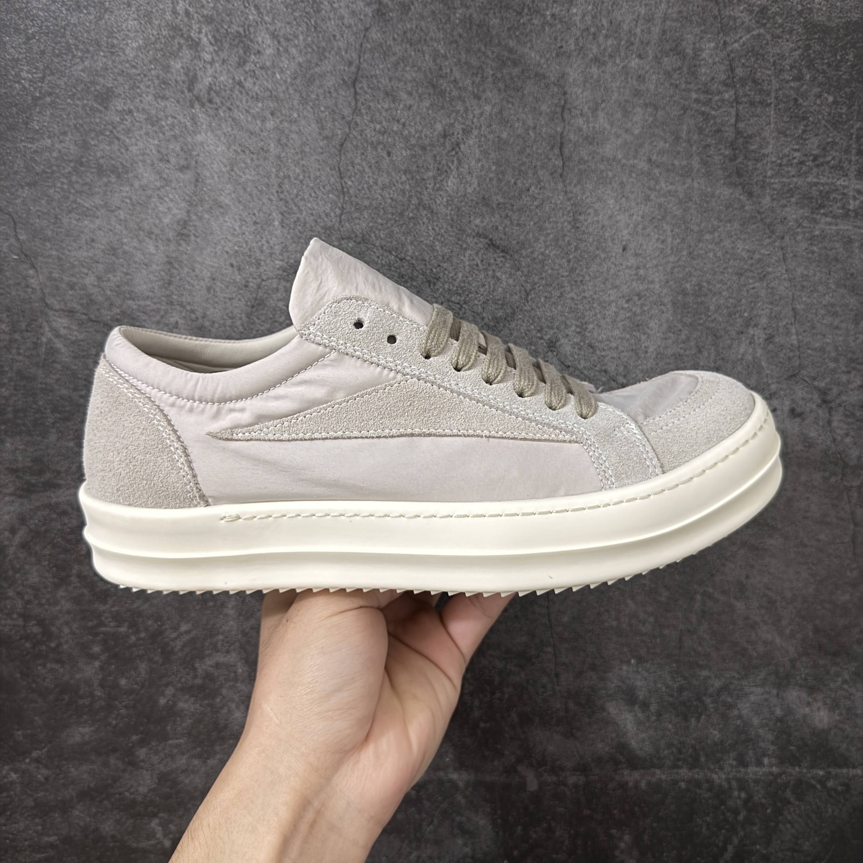 RICK OWENS DRKSHDW RO 圆头 低筒  板鞋 休闲鞋 波鞋 男鞋 女鞋 丝绸 灰色 RP01F6888NDOLVX-881