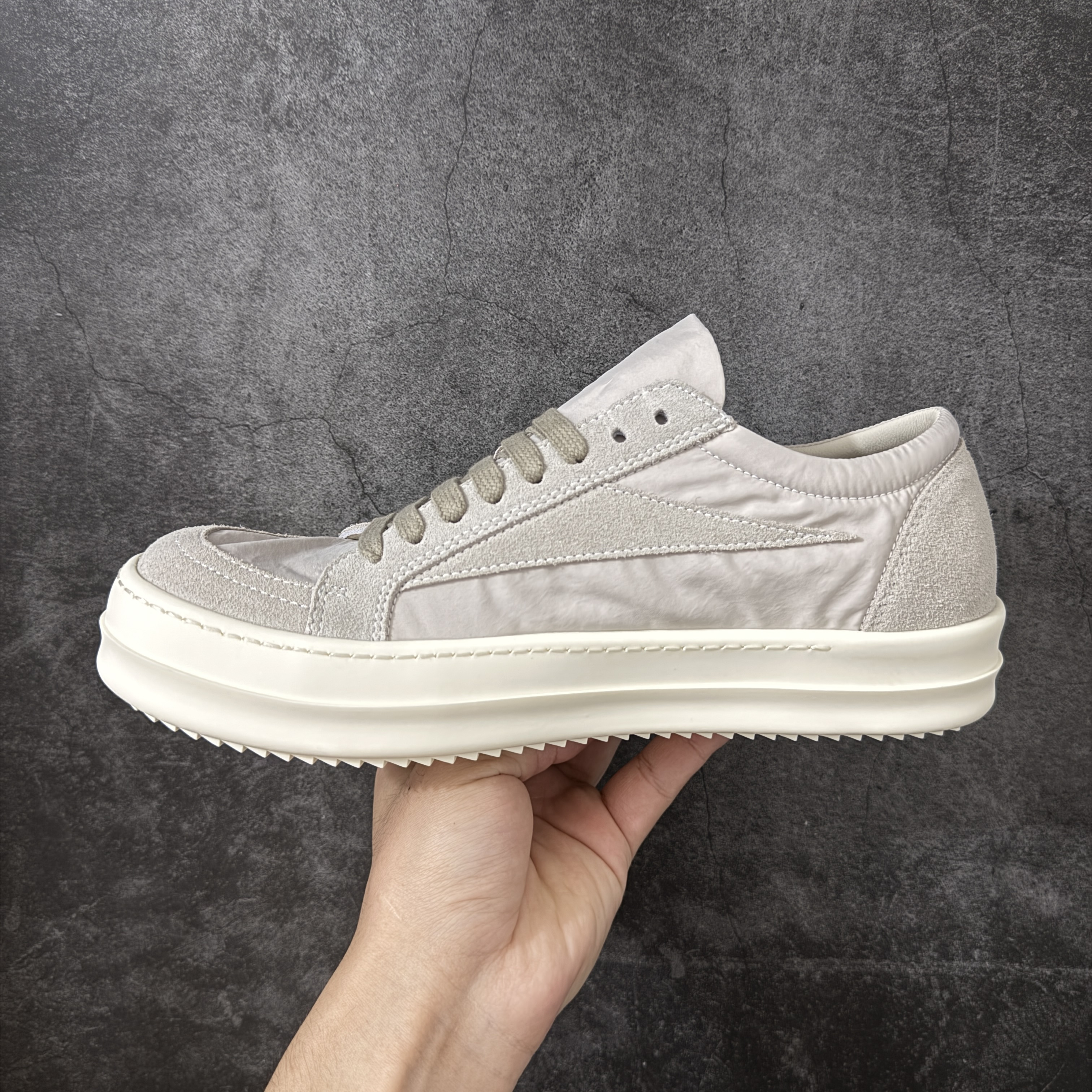 RICK OWENS DRKSHDW RO 圆头 低筒  板鞋 休闲鞋 波鞋 男鞋 女鞋 丝绸 灰色 RP01F6888NDOLVX-881