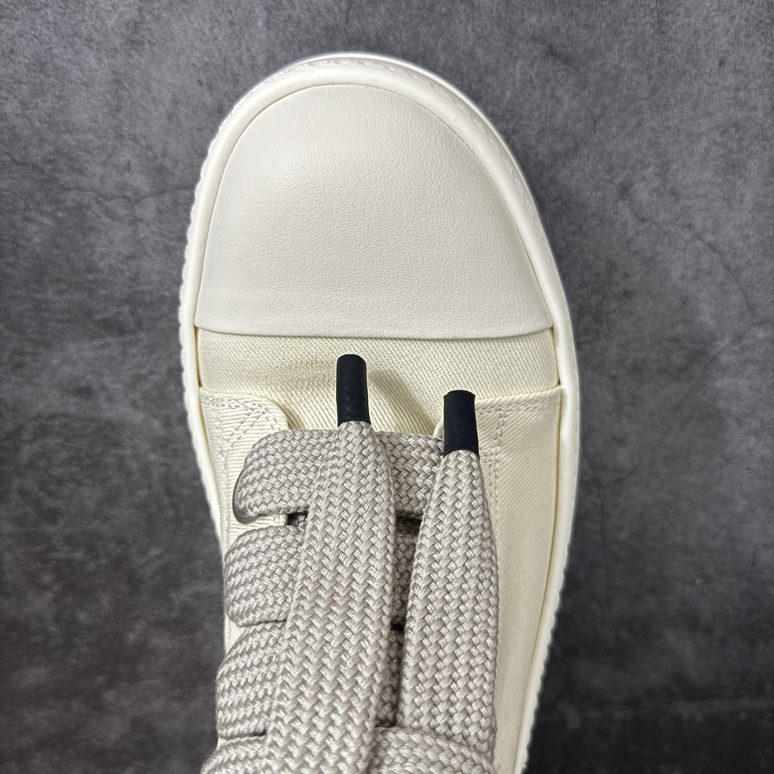 RICK OWENS RO 圆头 高筒  板鞋 休闲鞋 波鞋 男鞋   厚底 帆布拉链 米白 DU01F4850DOW-21111
