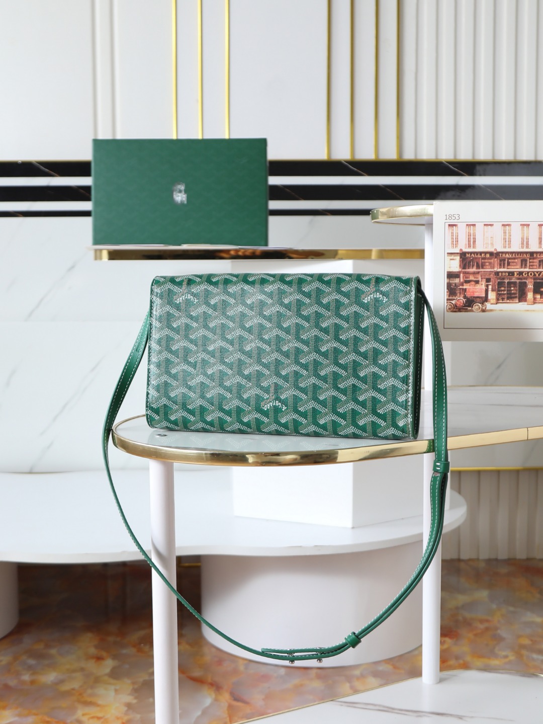 GOYARD 戈雅手拿 Monte-Carlo Canvas and Calfskin Shoulder Bag F0 MONTE2PMLTY