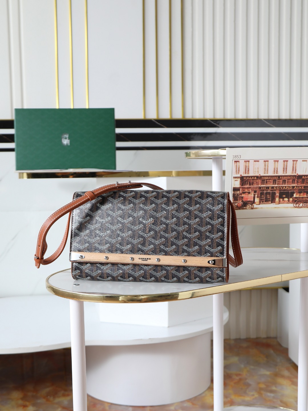 GOYARD 戈雅手拿 Monte-Carlo Canvas and Calfskin Shoulder Bag F0 MONTE2PMLTY