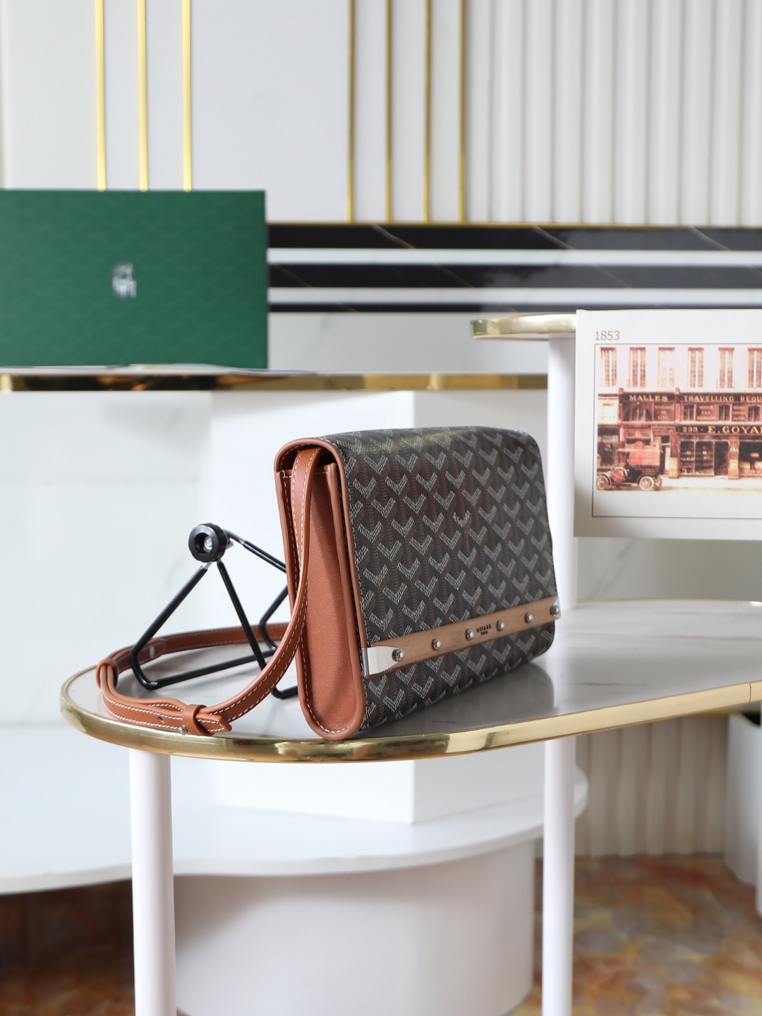 GOYARD 戈雅手拿 Monte-Carlo Canvas and Calfskin Shoulder Bag F0 MONTE2PMLTY