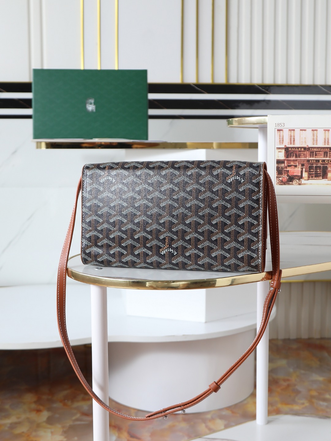 GOYARD 戈雅手拿 Monte-Carlo Canvas and Calfskin Shoulder Bag F0 MONTE2PMLTY