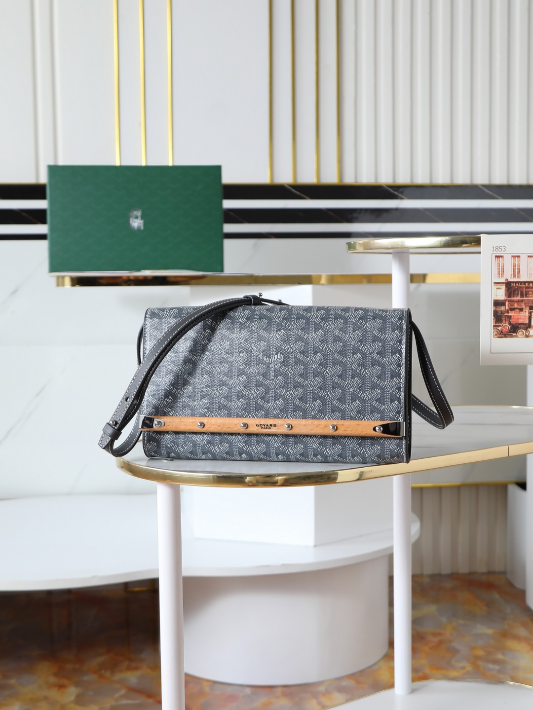 GOYARD 戈雅手拿 Monte-Carlo Canvas and Calfskin Shoulder Bag F0 MONTE2PMLTY