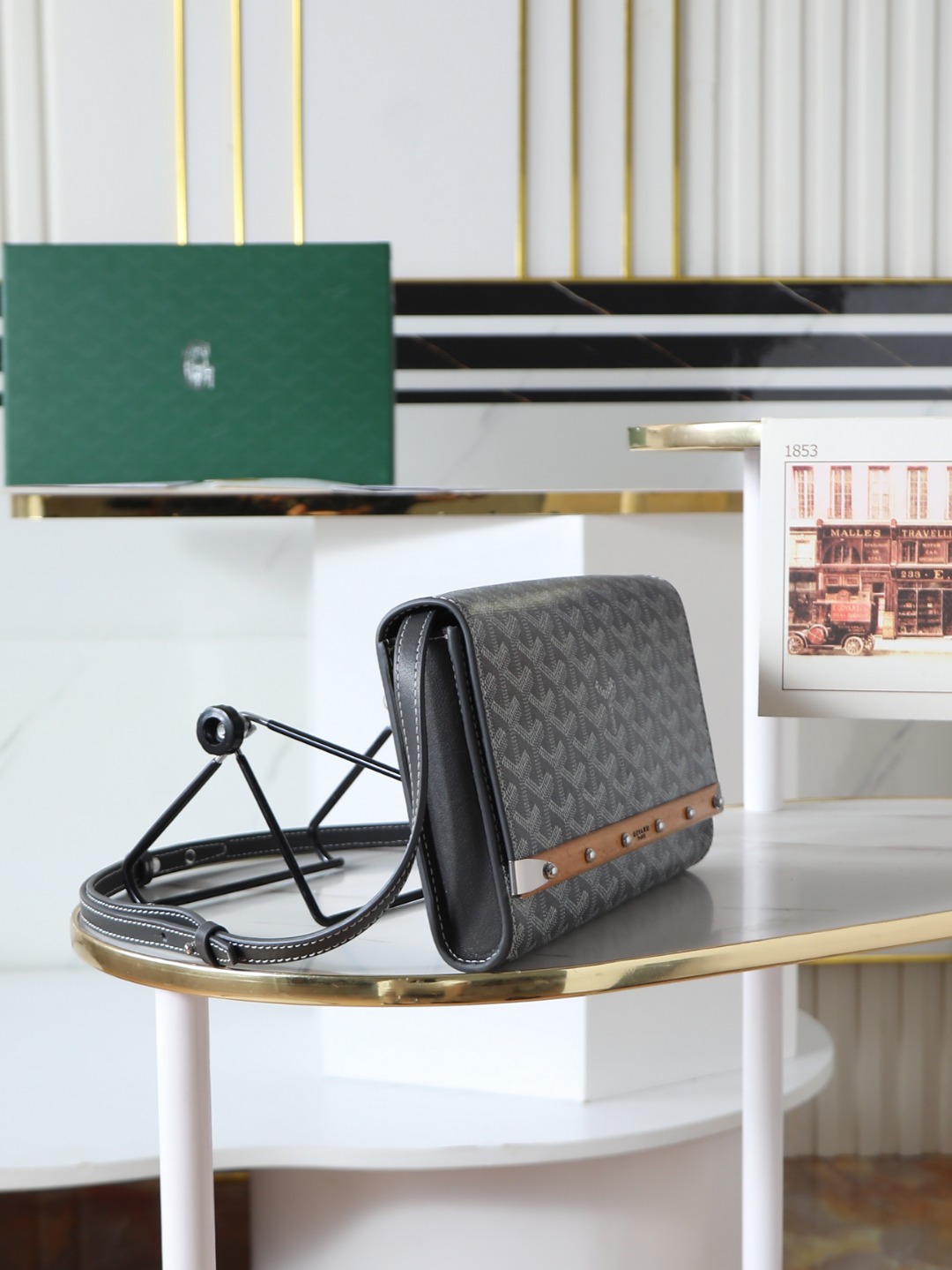 GOYARD 戈雅手拿 Monte-Carlo Canvas and Calfskin Shoulder Bag F0 MONTE2PMLTY