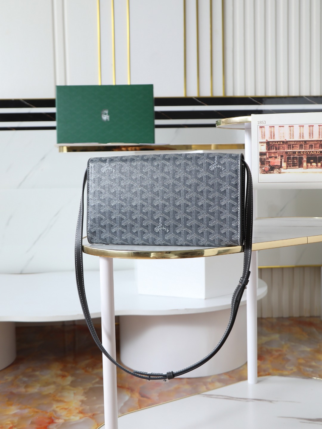 GOYARD 戈雅手拿 Monte-Carlo Canvas and Calfskin Shoulder Bag F0 MONTE2PMLTY