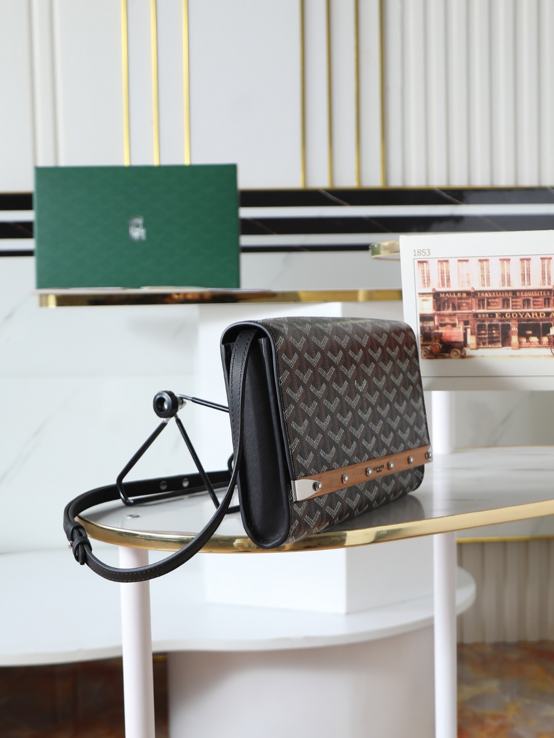 GOYARD 戈雅手拿 Monte-Carlo Canvas and Calfskin Shoulder Bag F0 MONTE2PMLTY