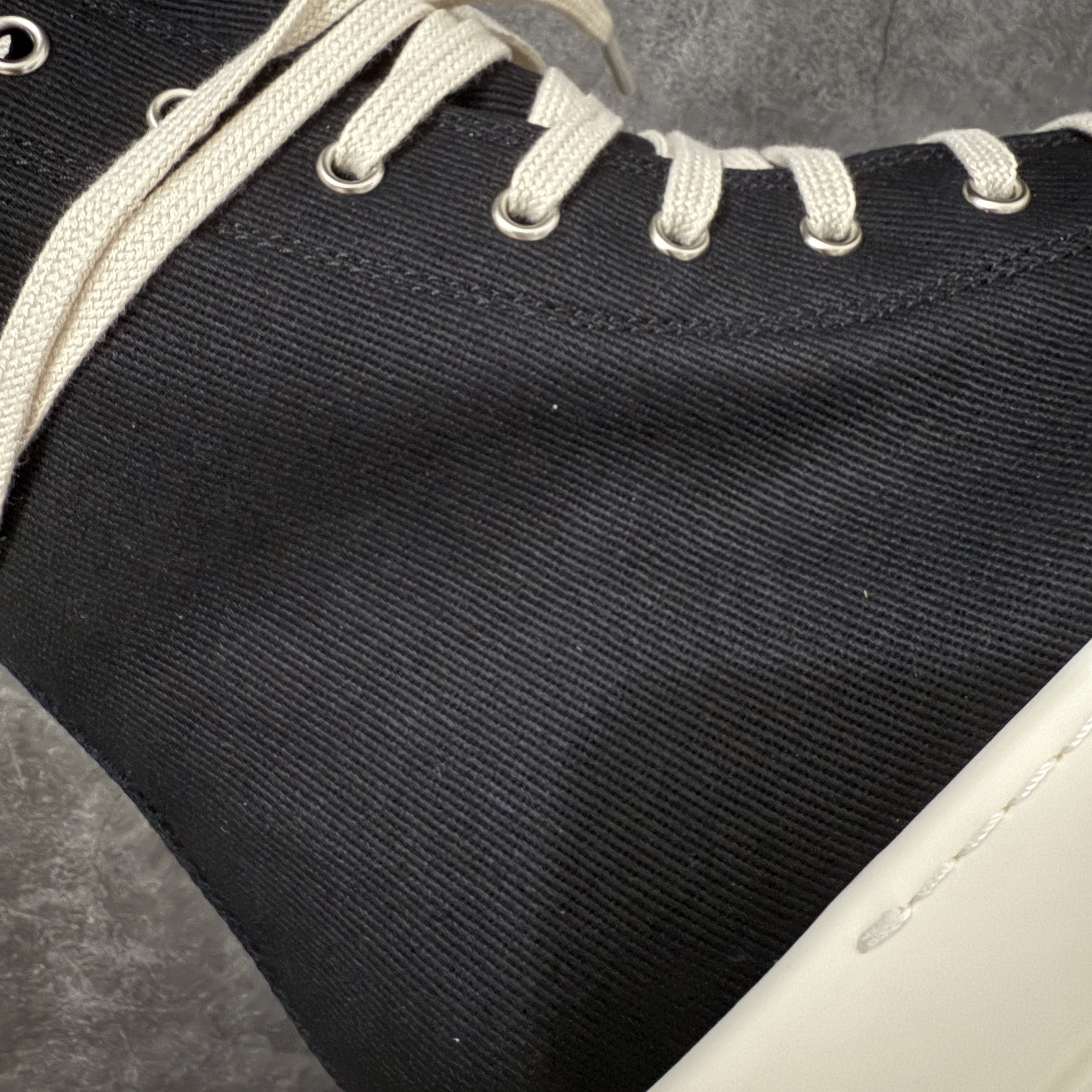 RICK OWENS RO 圆头 高筒  板鞋 休闲鞋 波鞋 男鞋   厚底 帆布拉链细鞋带   黑白 DU01F4831DO-911