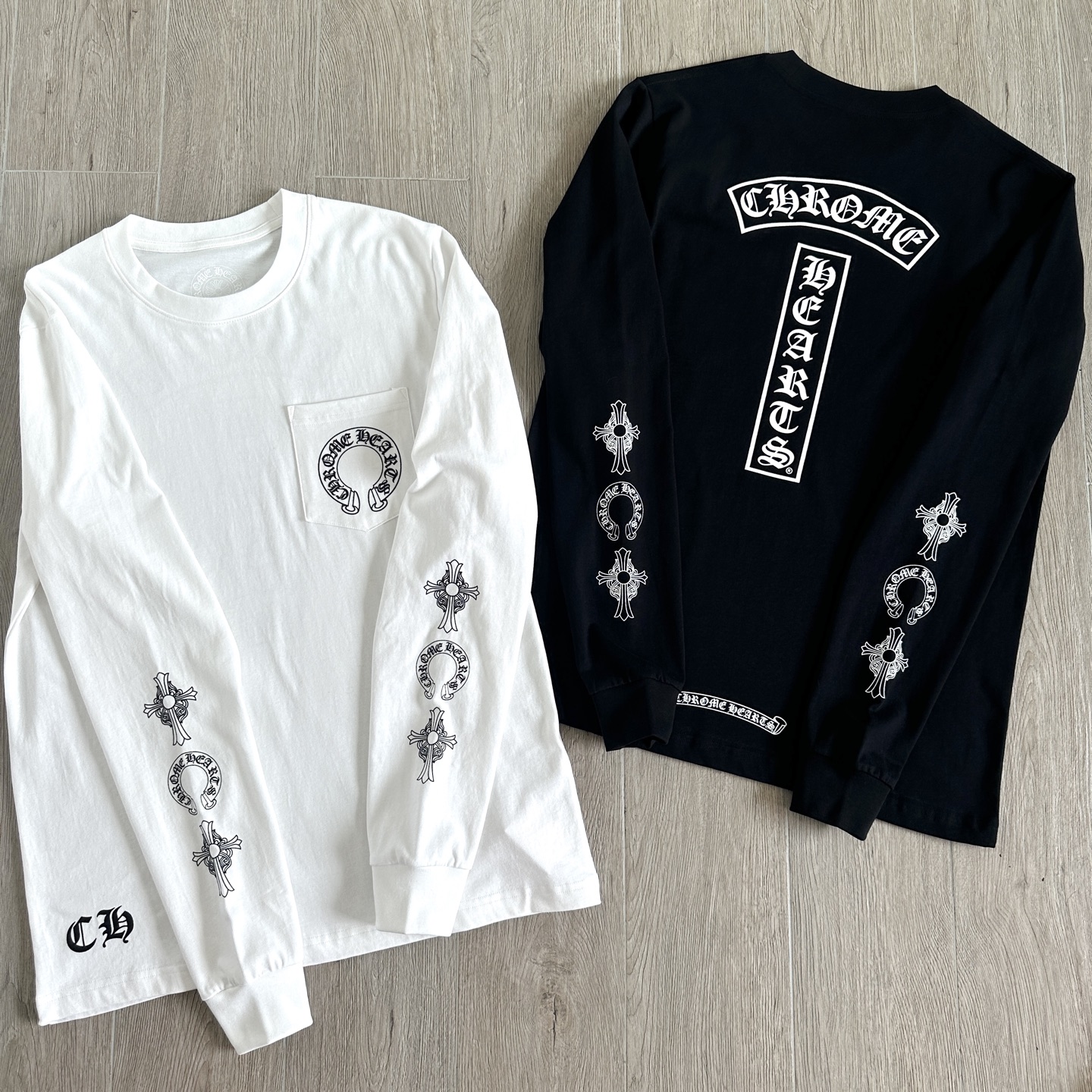 Chrome Hearts 克罗心 CH  长袖 T恤   26T卷轴  黑色 白色