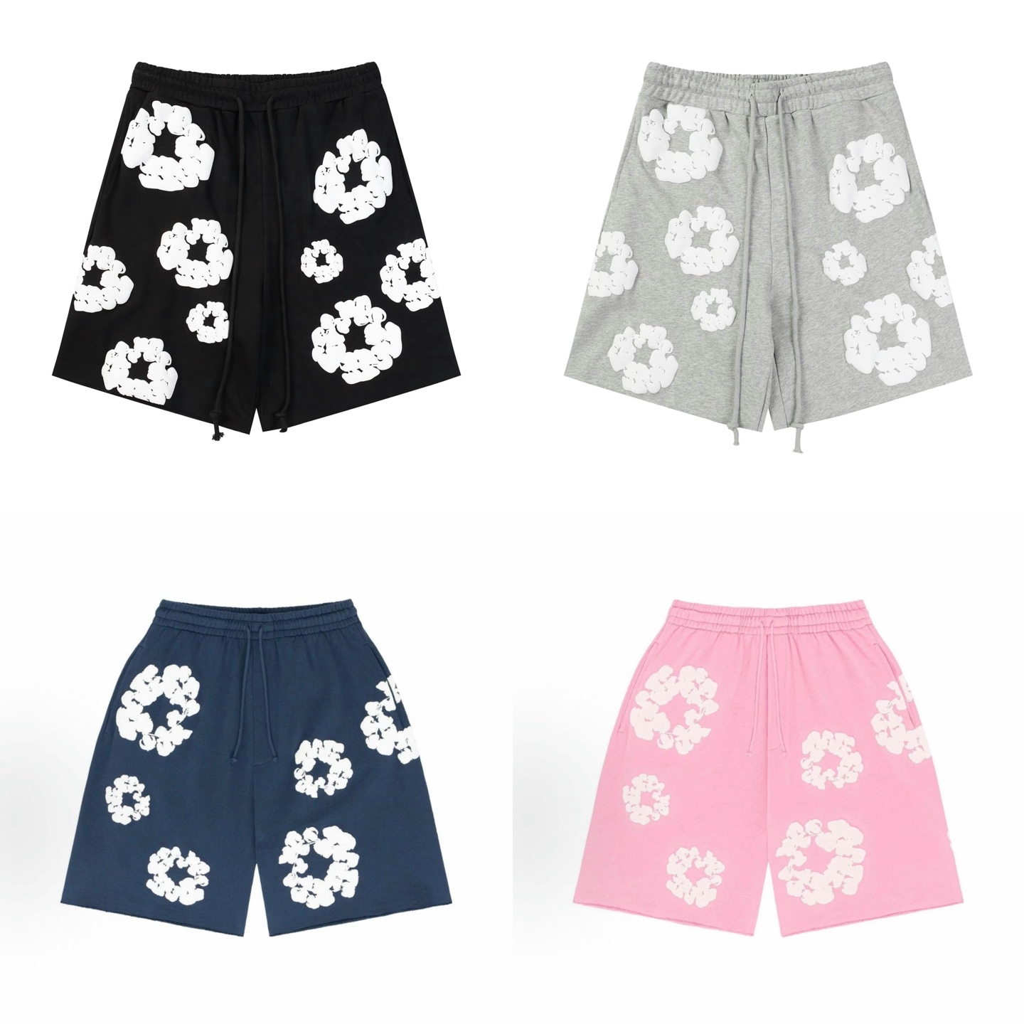 DT Denim Tears Cotton Wreath 木棉花 图案发泡印花 松紧  运动 短裤 