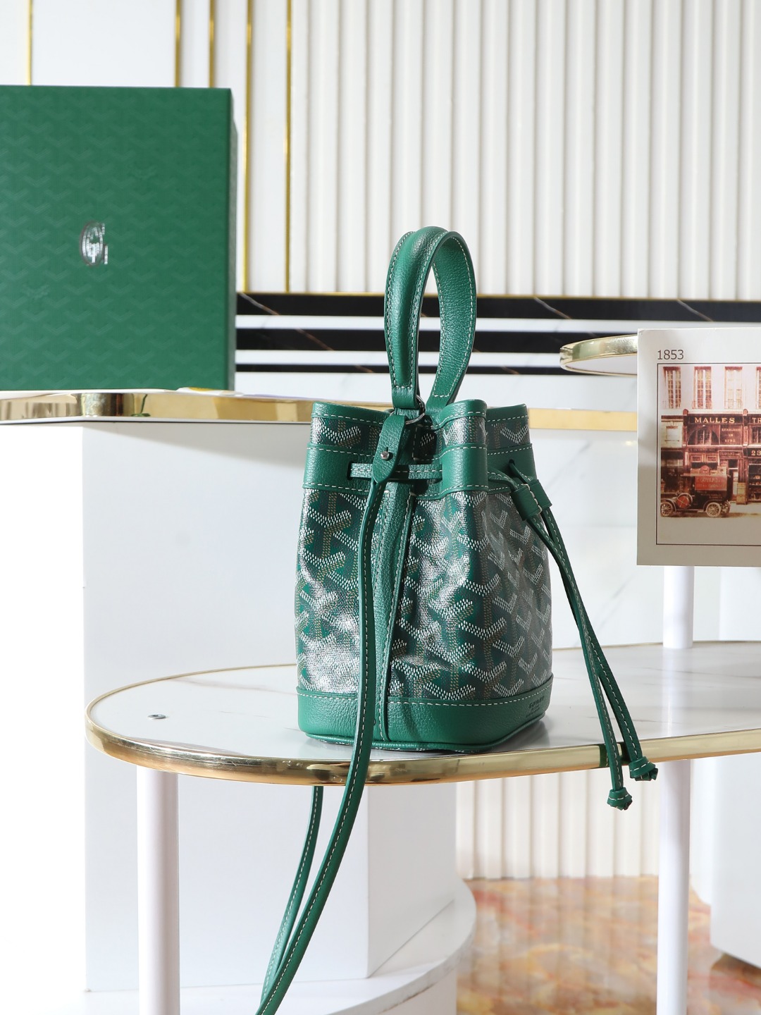 GOYARD 戈雅水桶 Mini MPetit Flot  -Canvas and Calfskin Shoulder Bag F0 PEFLOTMINTY