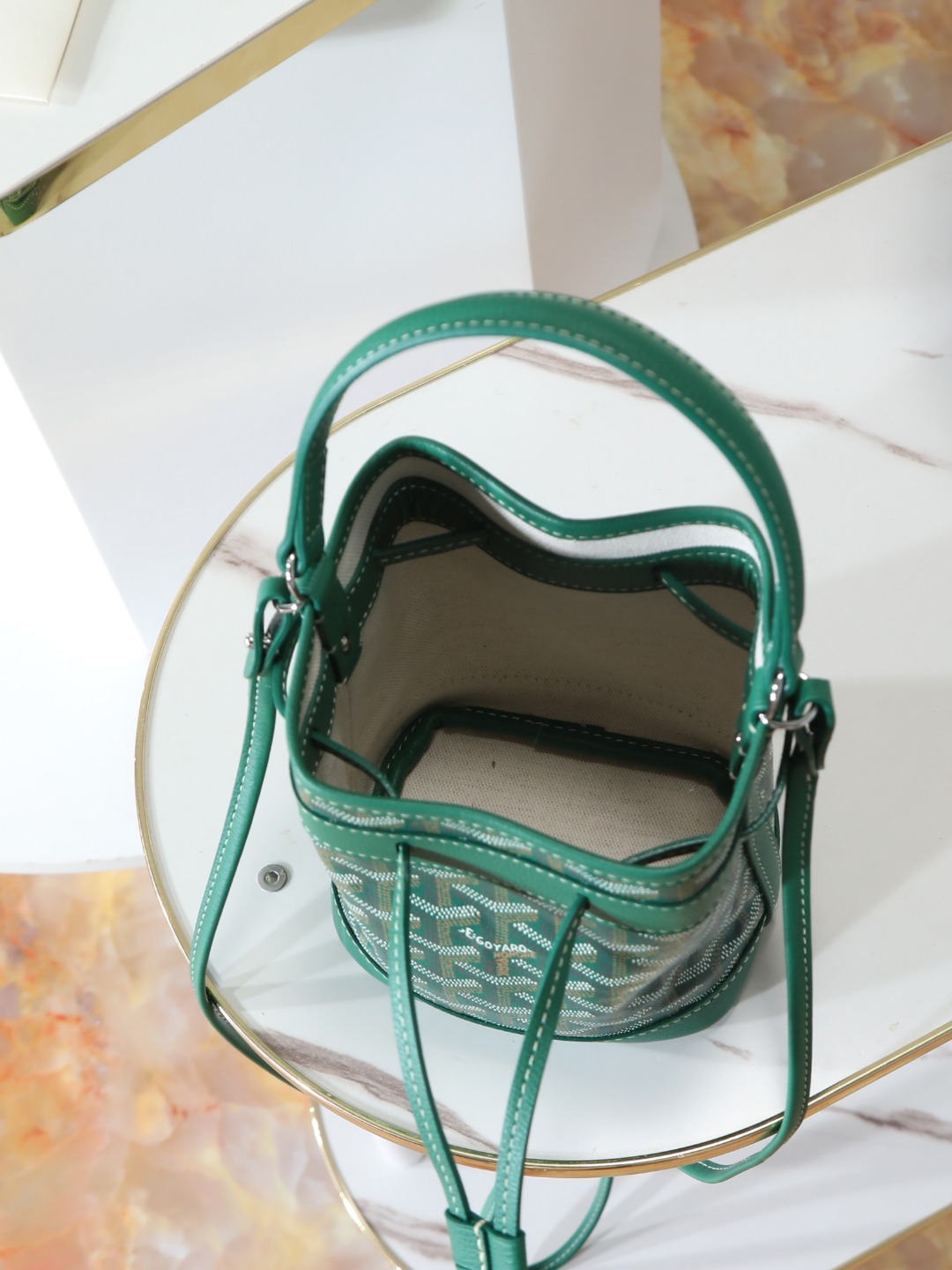 GOYARD 戈雅水桶 Mini MPetit Flot  -Canvas and Calfskin Shoulder Bag F0 PEFLOTMINTY