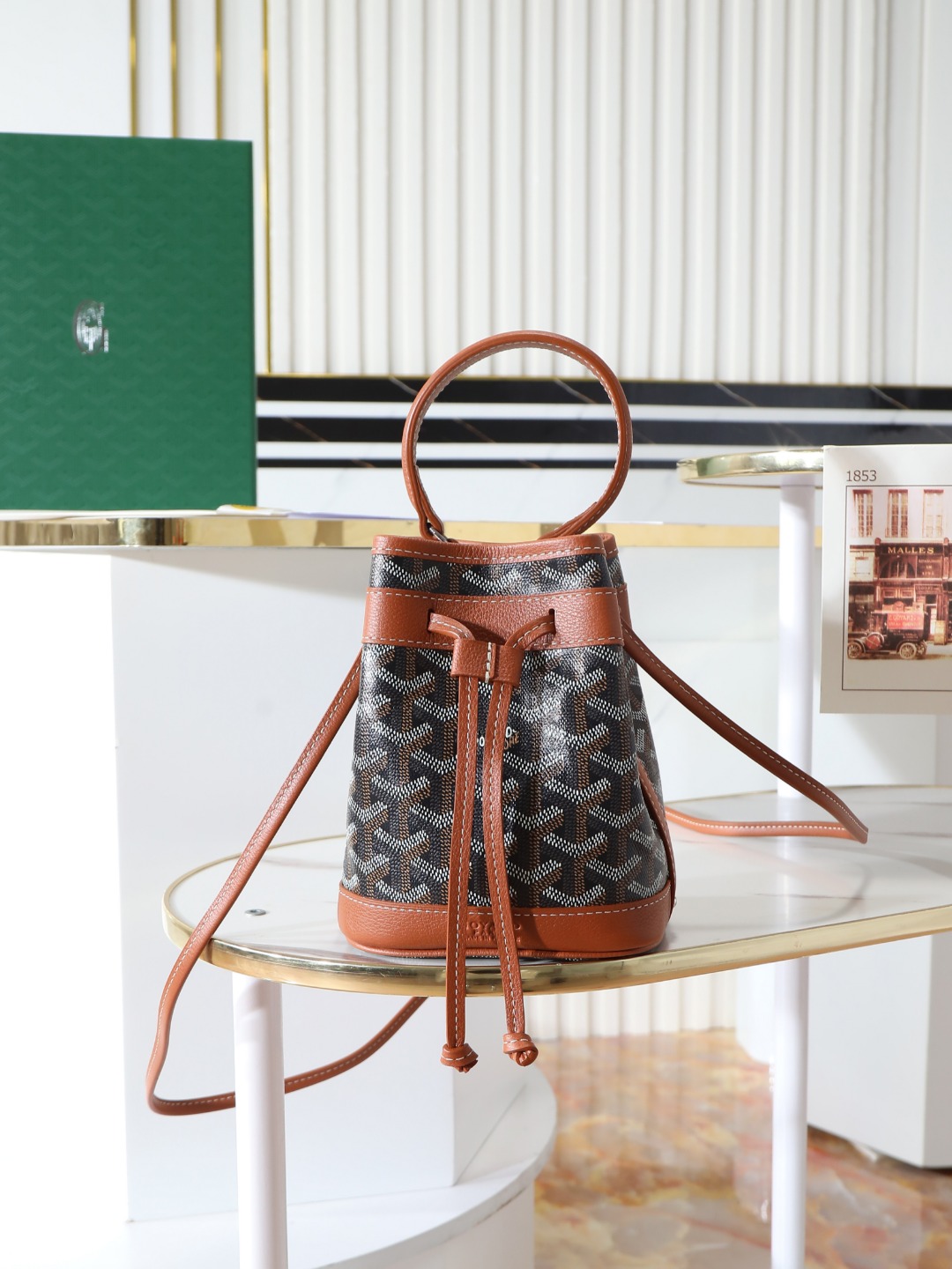 GOYARD 戈雅水桶 Mini MPetit Flot  -Canvas and Calfskin Shoulder Bag F0 PEFLOTMINTY