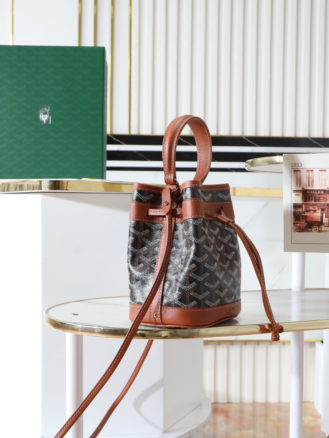 GOYARD 戈雅水桶 Mini MPetit Flot  -Canvas and Calfskin Shoulder Bag F0 PEFLOTMINTY