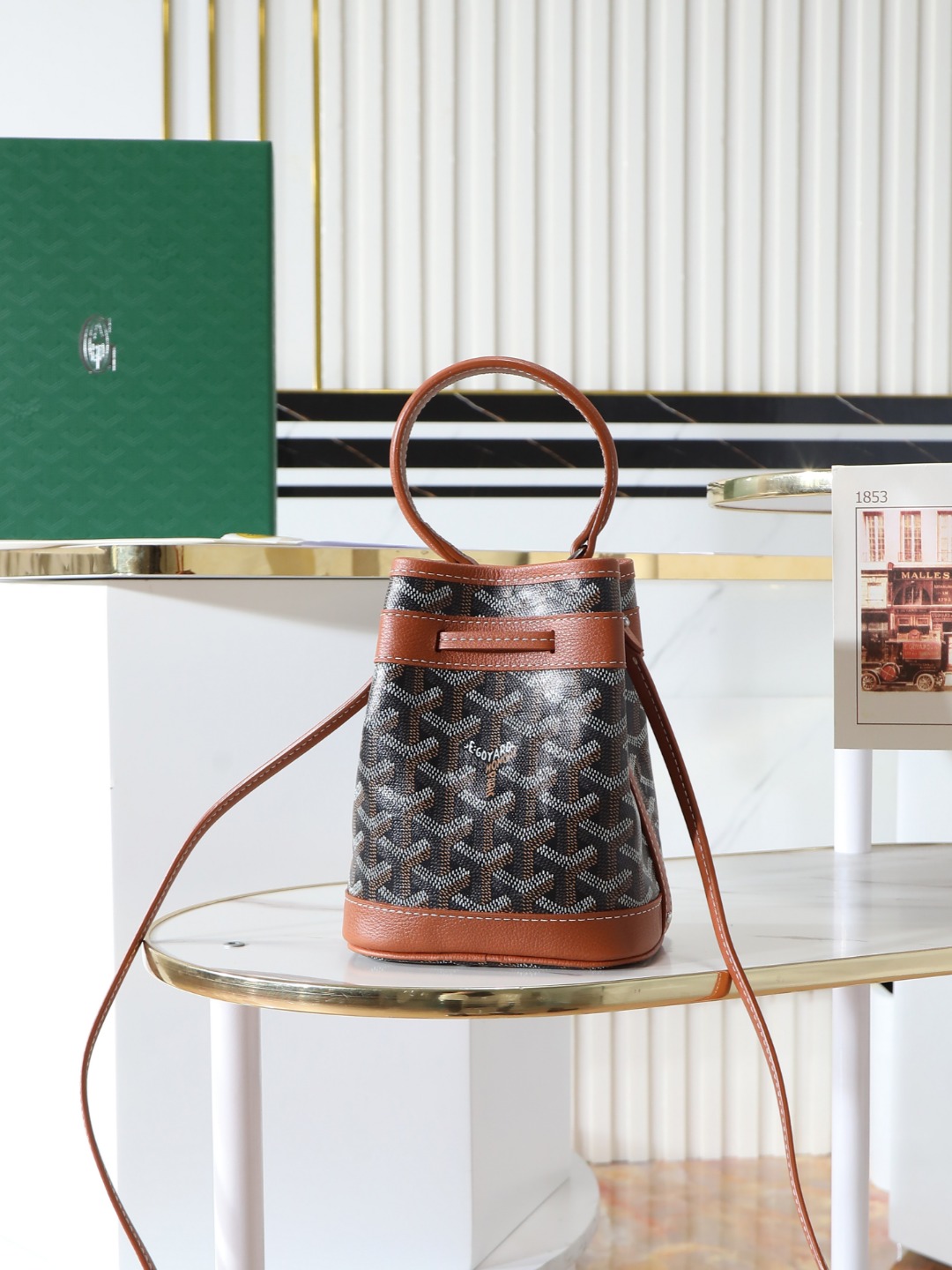GOYARD 戈雅水桶 Mini MPetit Flot  -Canvas and Calfskin Shoulder Bag F0 PEFLOTMINTY