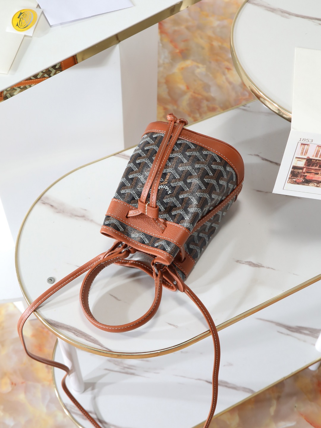 GOYARD 戈雅水桶 Mini MPetit Flot  -Canvas and Calfskin Shoulder Bag F0 PEFLOTMINTY