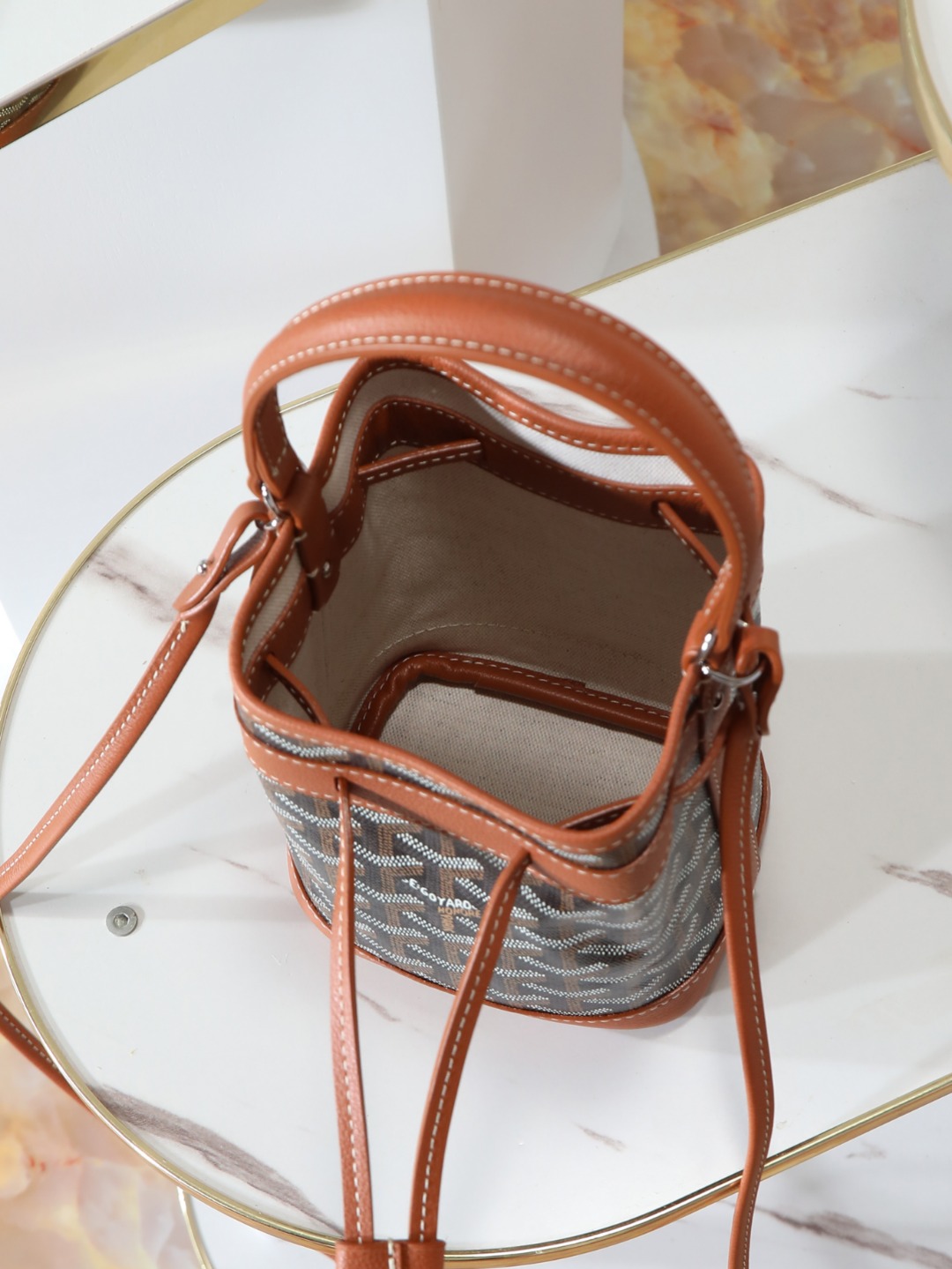 GOYARD 戈雅水桶 Mini MPetit Flot  -Canvas and Calfskin Shoulder Bag F0 PEFLOTMINTY