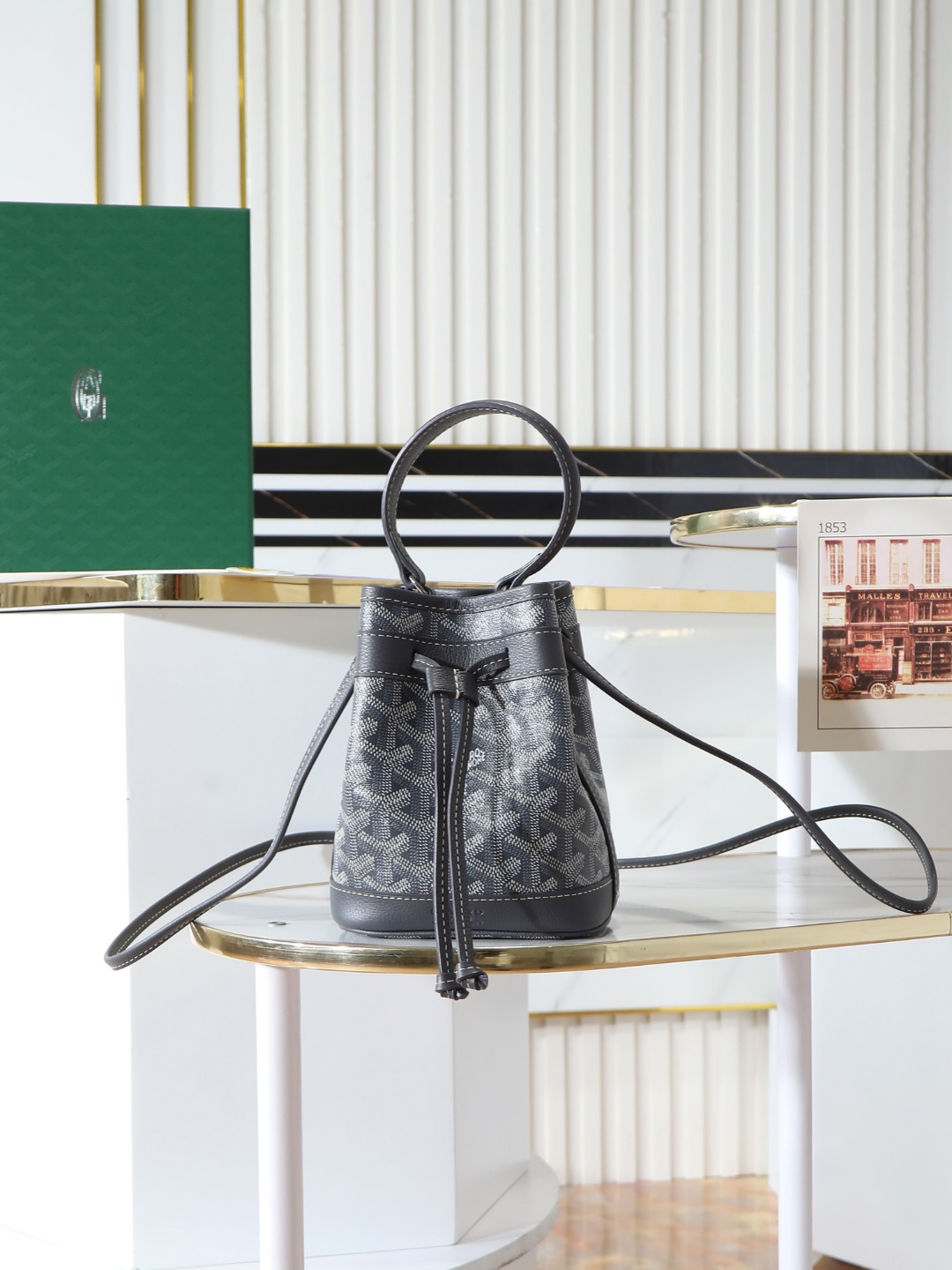 GOYARD 戈雅水桶 Mini MPetit Flot  -Canvas and Calfskin Shoulder Bag F0 PEFLOTMINTY
