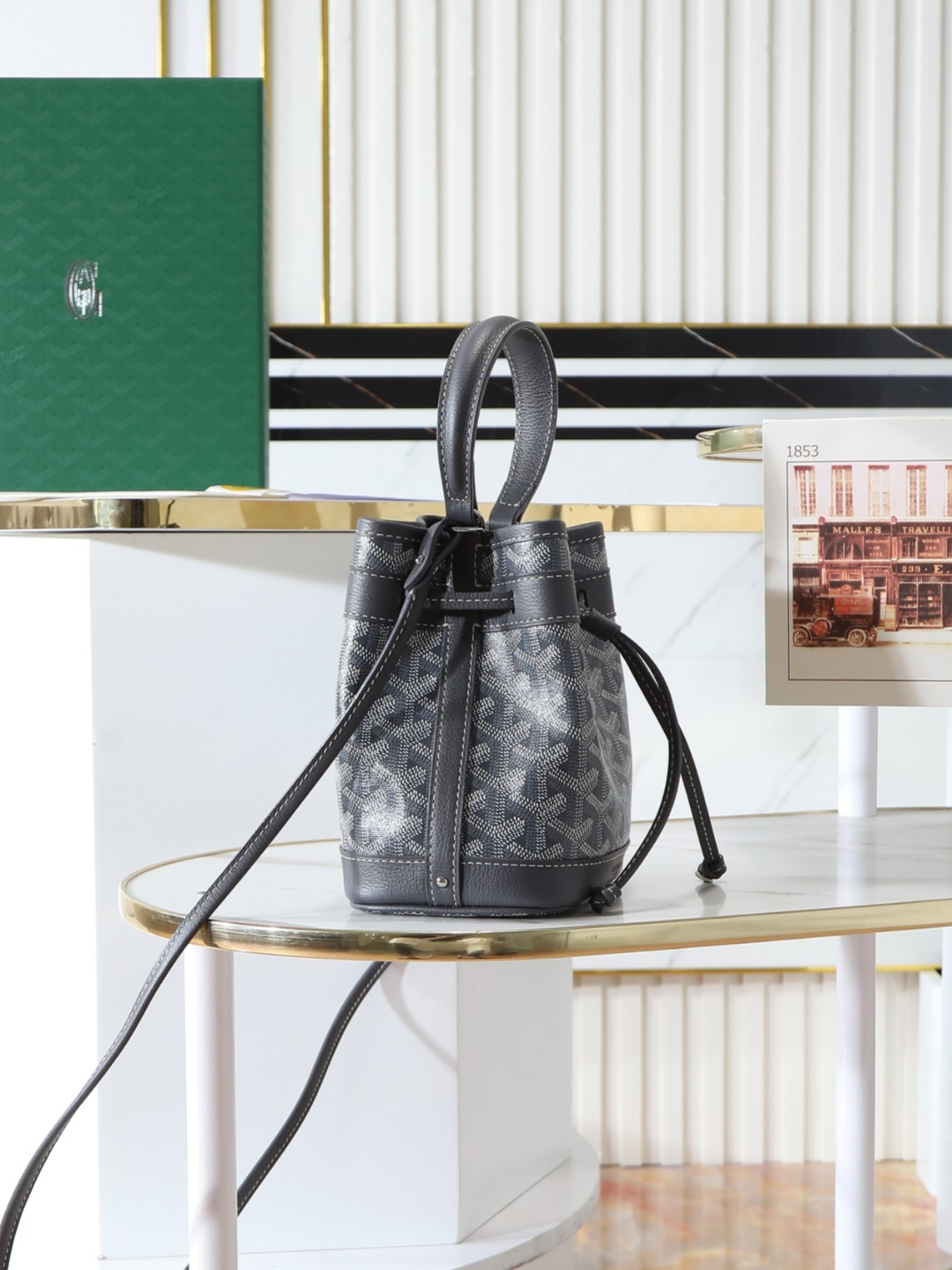 GOYARD 戈雅水桶 Mini MPetit Flot  -Canvas and Calfskin Shoulder Bag F0 PEFLOTMINTY
