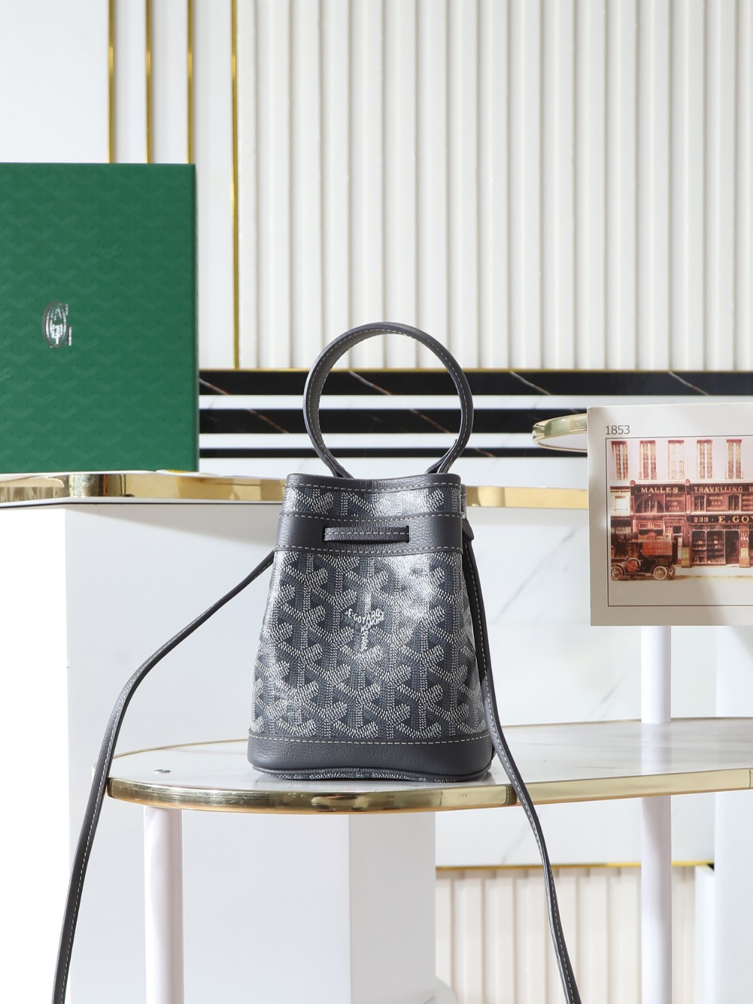 GOYARD 戈雅水桶 Mini MPetit Flot  -Canvas and Calfskin Shoulder Bag F0 PEFLOTMINTY