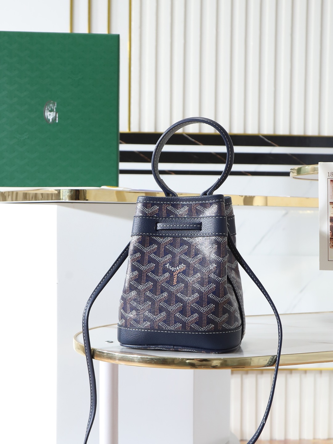 GOYARD 戈雅水桶 Mini MPetit Flot  -Canvas and Calfskin Shoulder Bag F0 PEFLOTMINTY