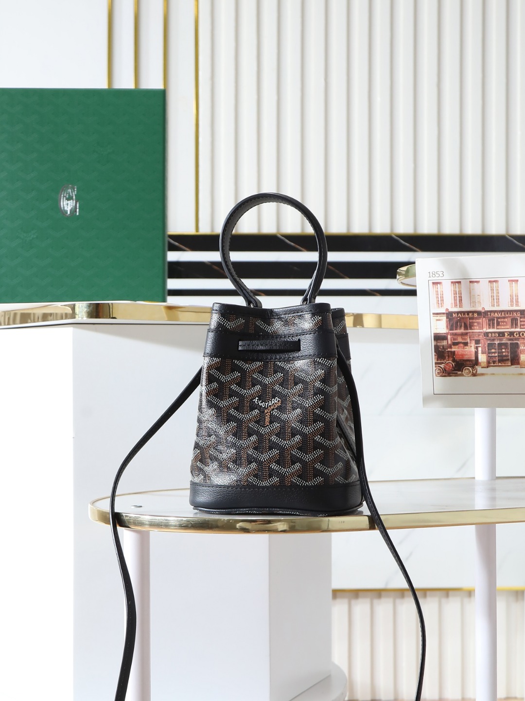 GOYARD 戈雅水桶 Mini MPetit Flot  -Canvas and Calfskin Shoulder Bag F0 PEFLOTMINTY