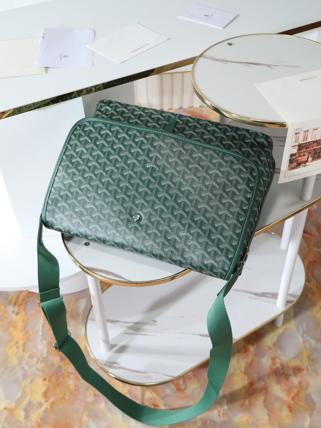 GOYARD 戈雅 CAPETIEN  -Canvas and leather flap-closure messenger/shoulder bag-F0-CAPETIMMLTY