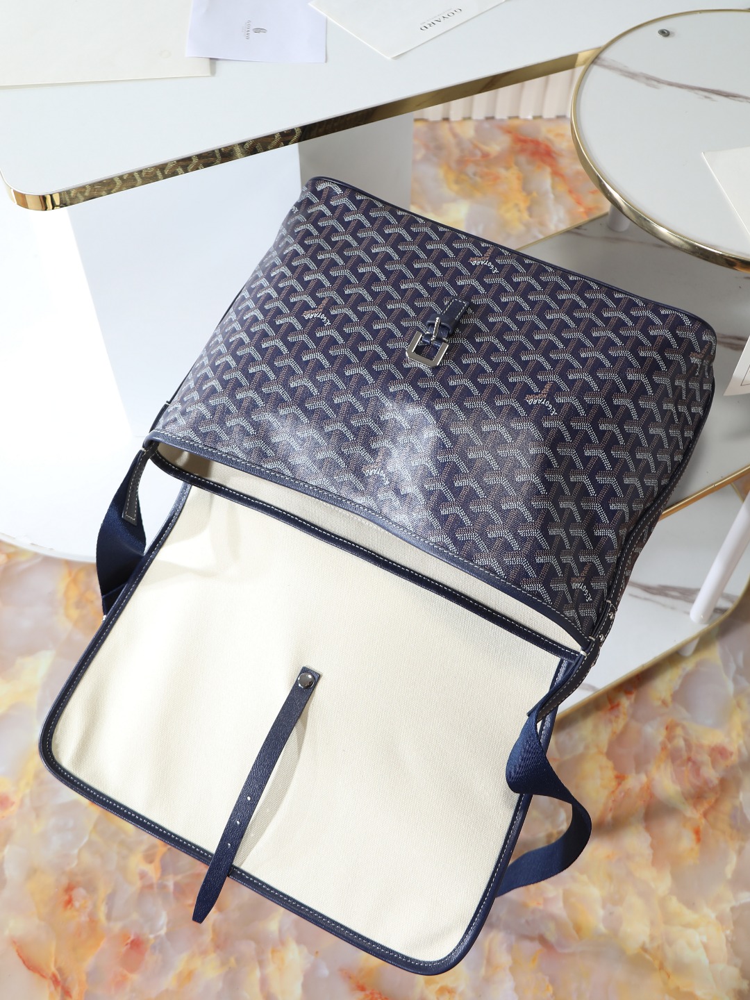 GOYARD 戈雅 CAPETIEN  -Canvas and leather flap-closure messenger/shoulder bag-F0-CAPETIMMLTY