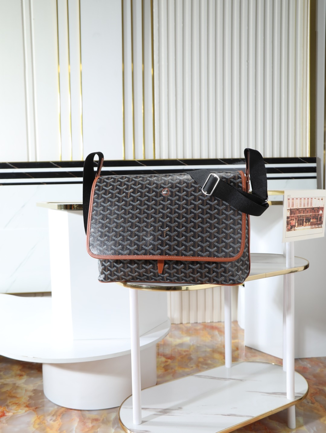 GOYARD 戈雅 CAPETIEN  -Canvas and leather flap-closure messenger/shoulder bag-F0-CAPETIMMLTY