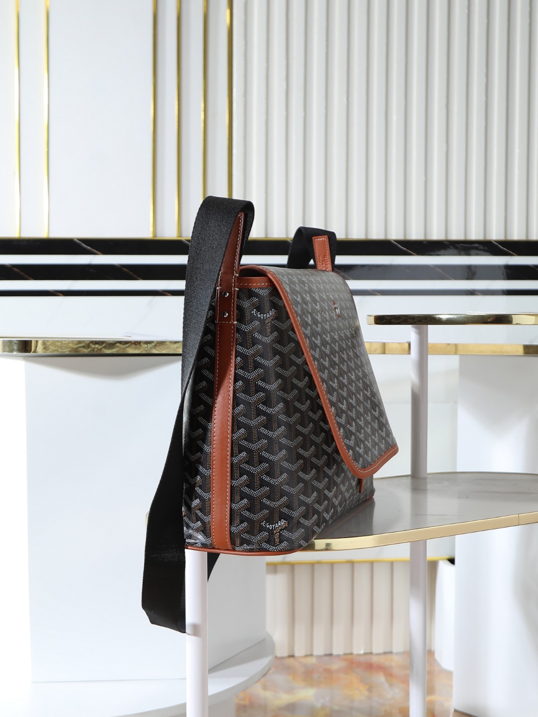 GOYARD 戈雅 CAPETIEN  -Canvas and leather flap-closure messenger/shoulder bag-F0-CAPETIMMLTY