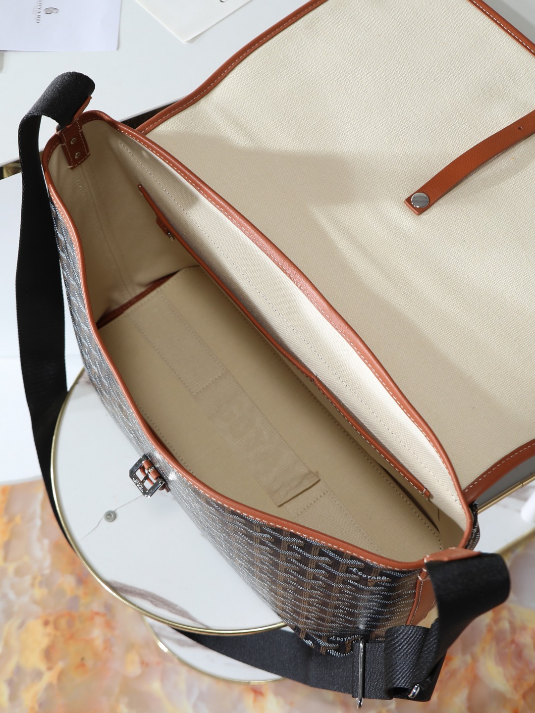 GOYARD 戈雅 CAPETIEN  -Canvas and leather flap-closure messenger/shoulder bag-F0-CAPETIMMLTY