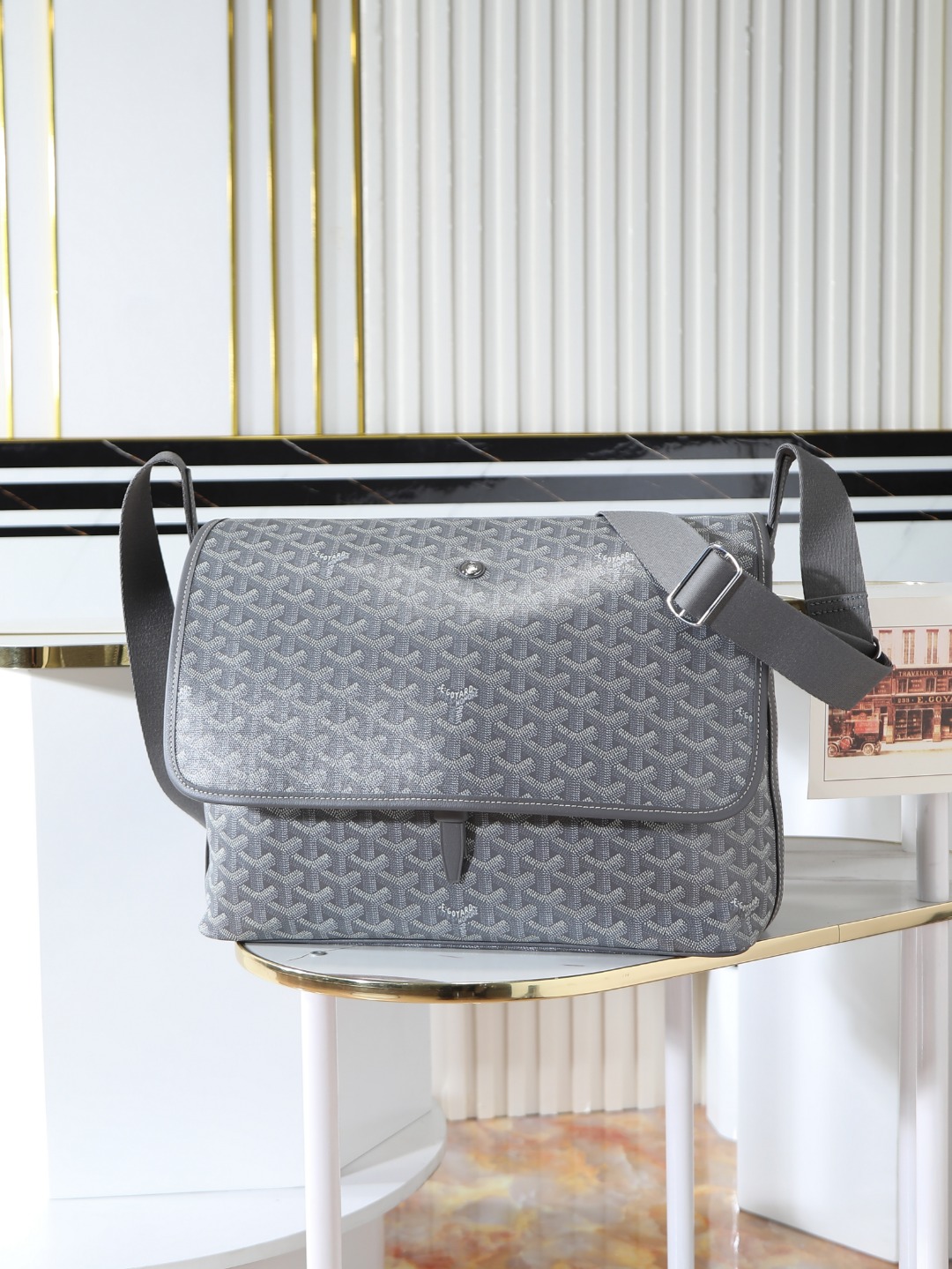 GOYARD 戈雅 CAPETIEN  -Canvas and leather flap-closure messenger/shoulder bag-F0-CAPETIMMLTY