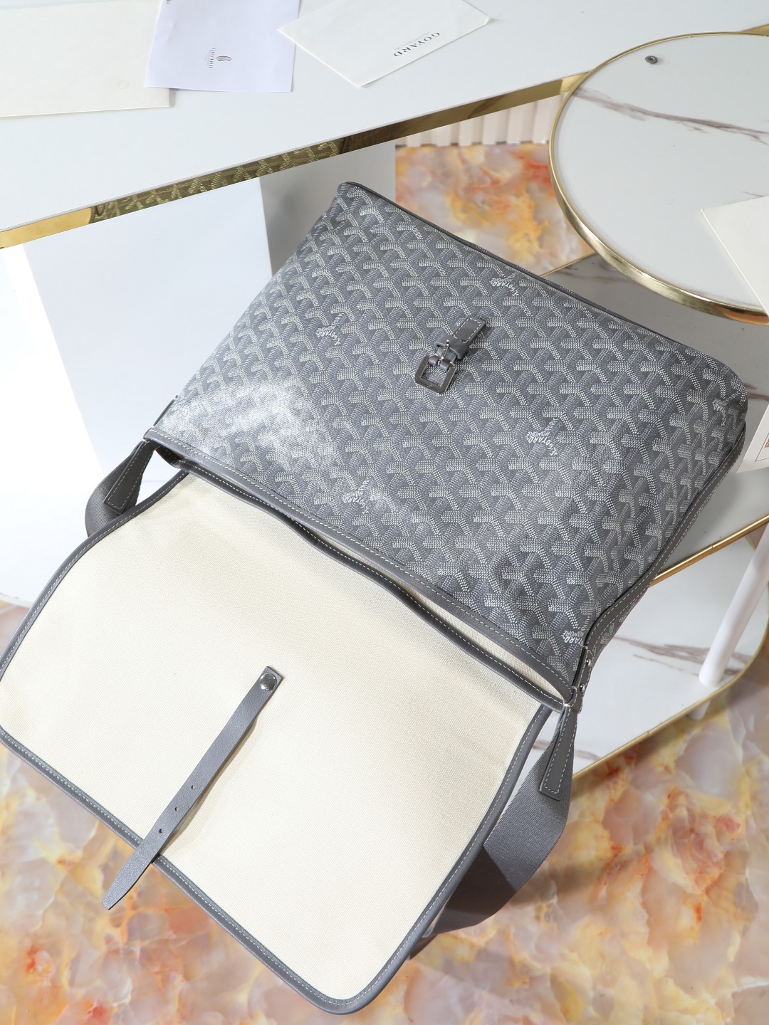 GOYARD 戈雅 CAPETIEN  -Canvas and leather flap-closure messenger/shoulder bag-F0-CAPETIMMLTY