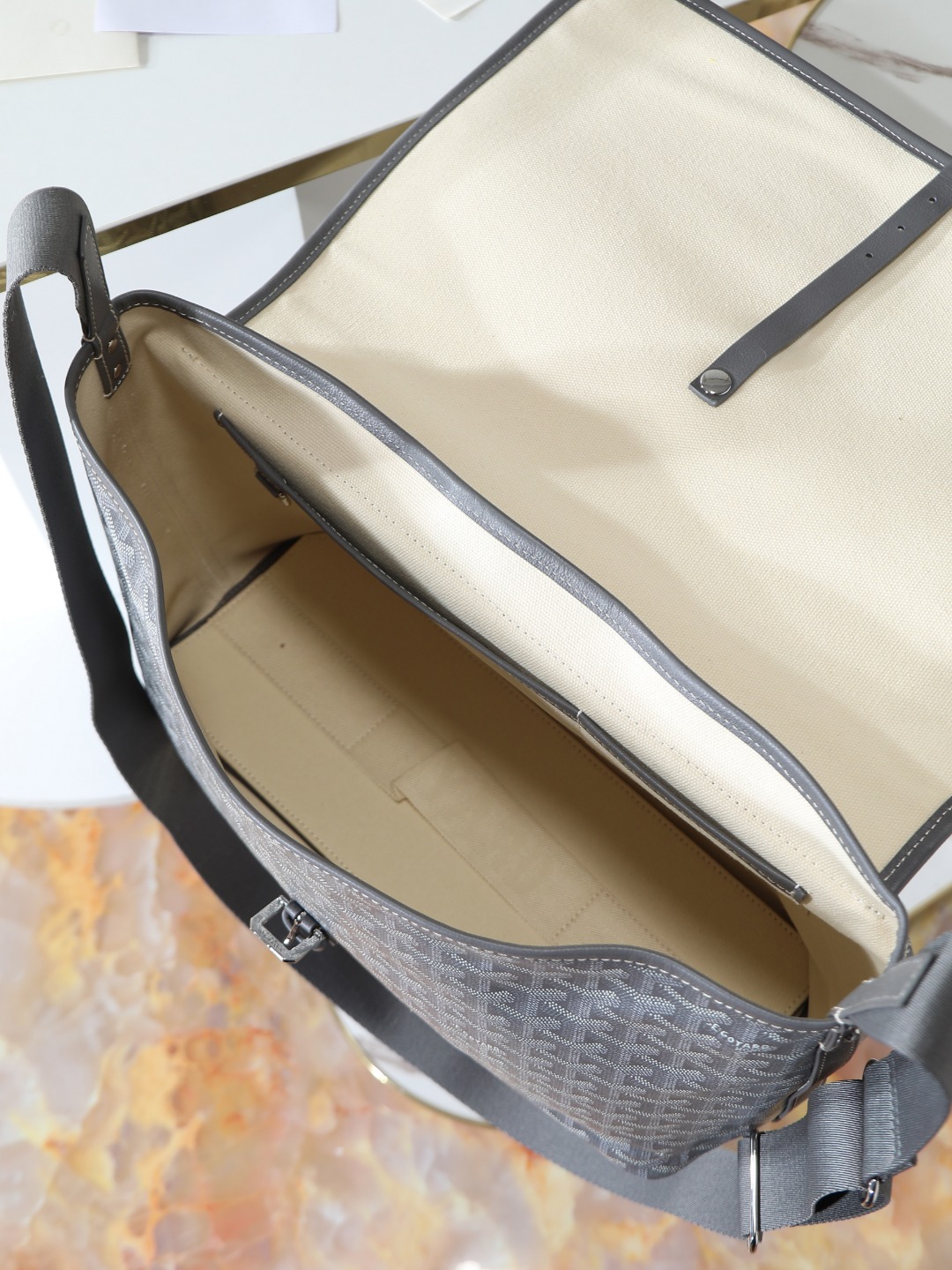 GOYARD 戈雅 CAPETIEN  -Canvas and leather flap-closure messenger/shoulder bag-F0-CAPETIMMLTY