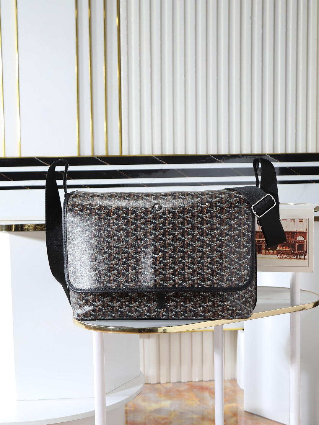 GOYARD 戈雅 CAPETIEN  -Canvas and leather flap-closure messenger/shoulder bag-F0-CAPETIMMLTY