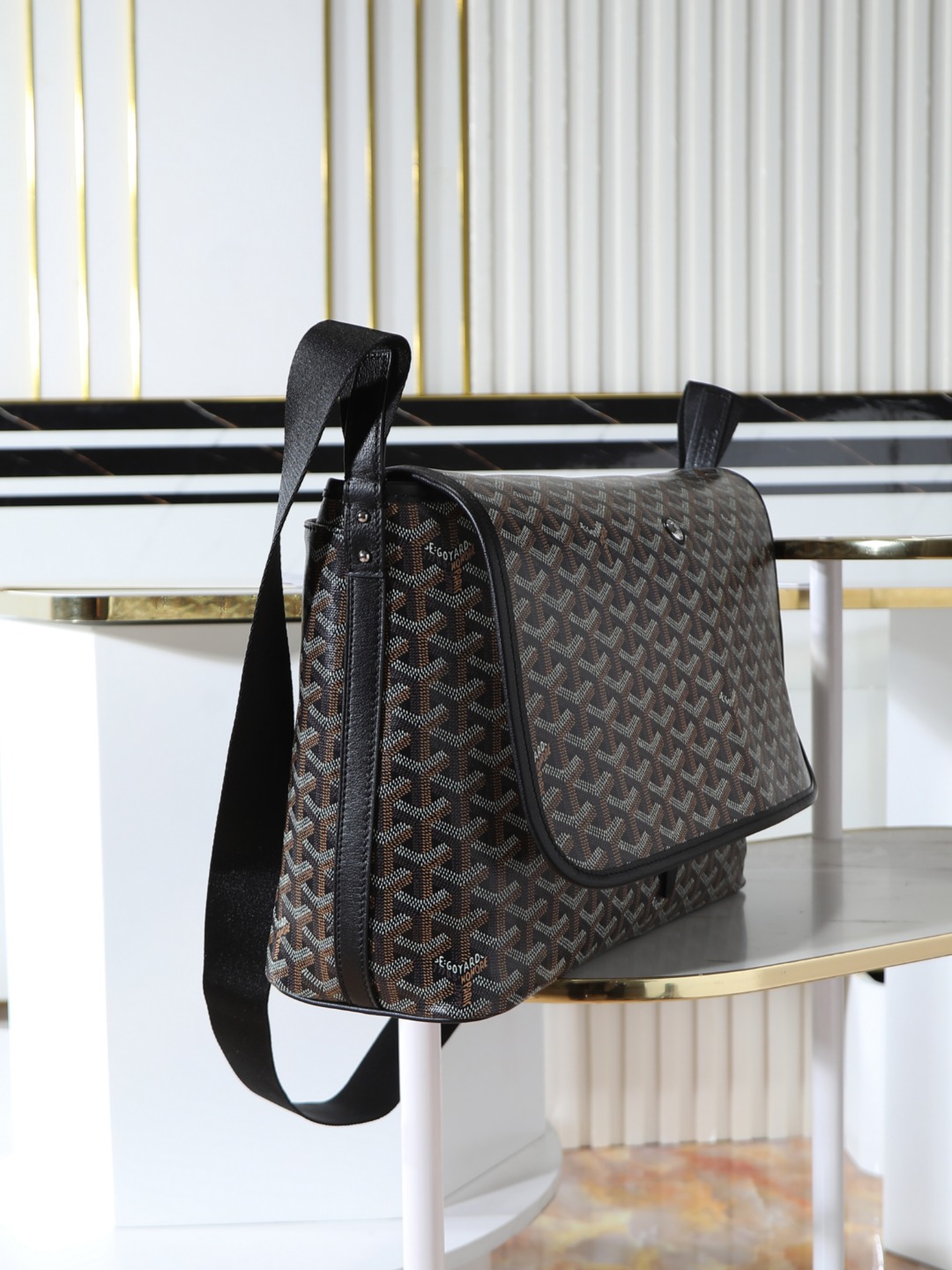GOYARD 戈雅 CAPETIEN  -Canvas and leather flap-closure messenger/shoulder bag-F0-CAPETIMMLTY