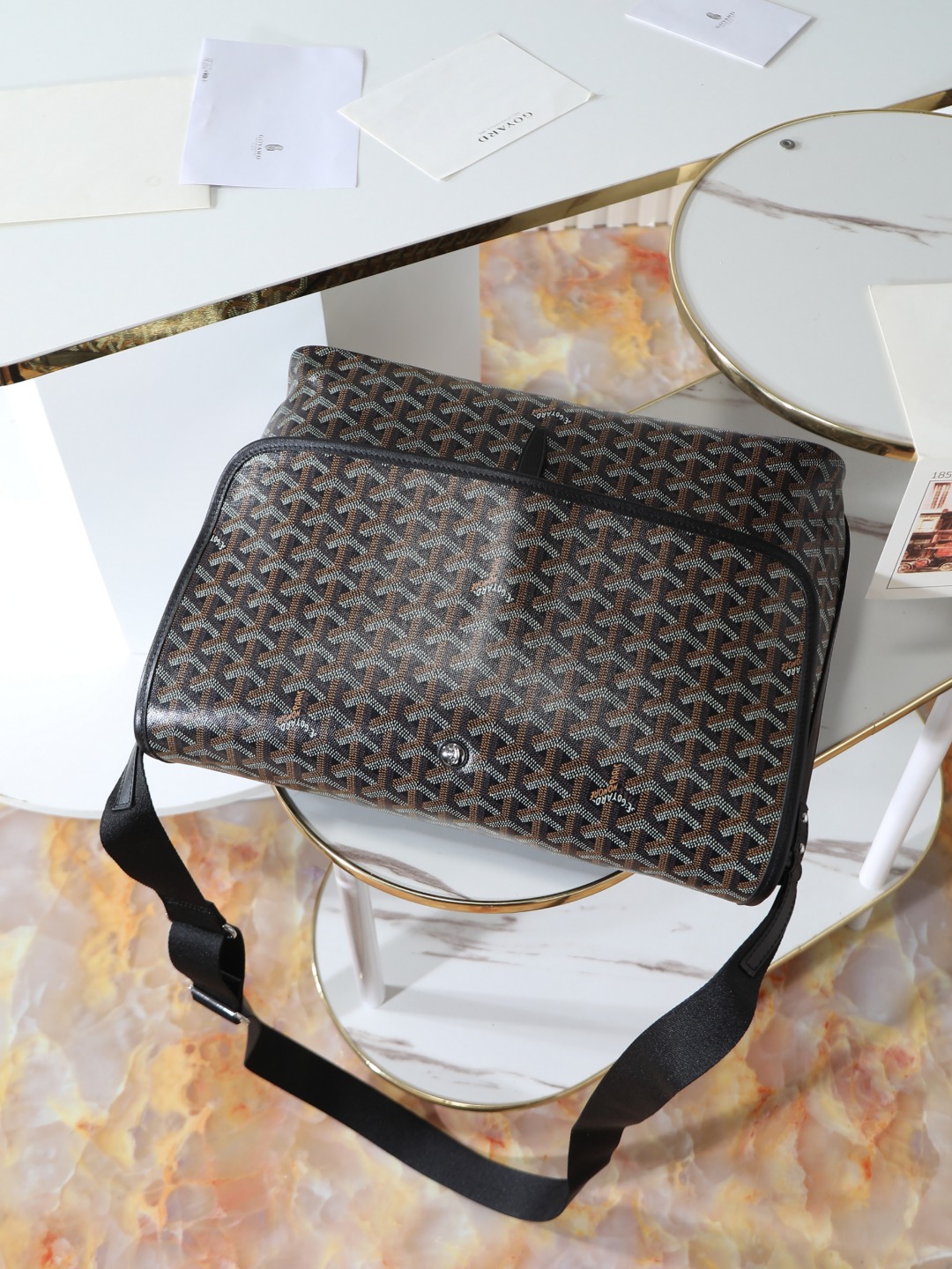 GOYARD 戈雅 CAPETIEN  -Canvas and leather flap-closure messenger/shoulder bag-F0-CAPETIMMLTY