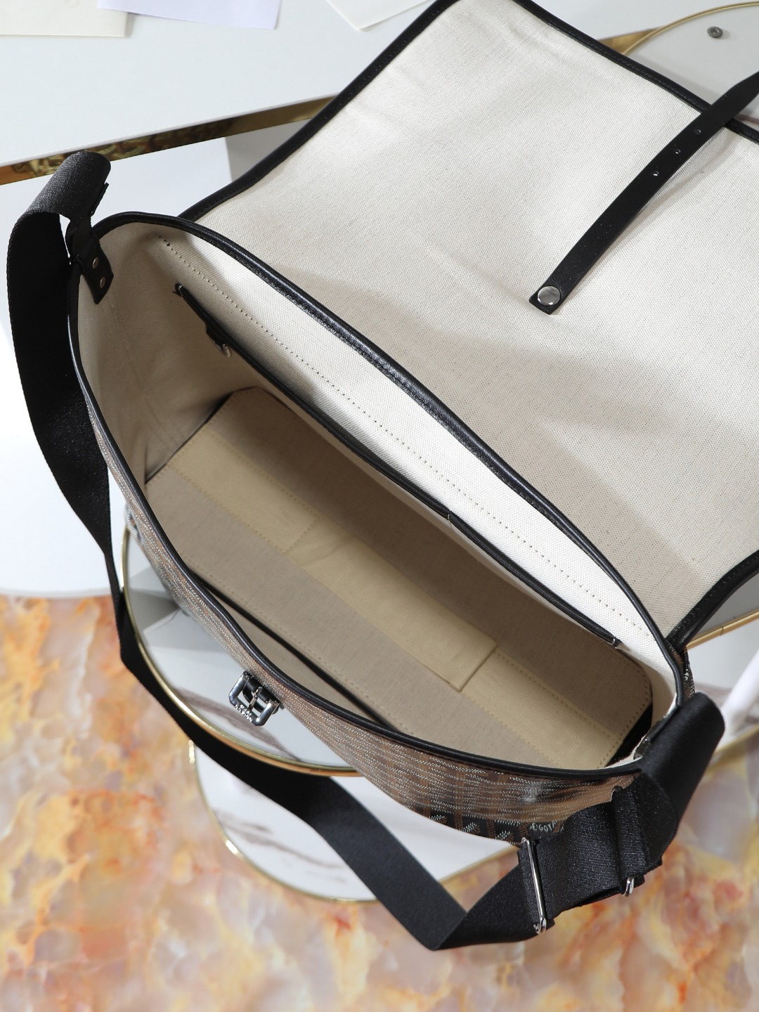 GOYARD 戈雅 CAPETIEN  -Canvas and leather flap-closure messenger/shoulder bag-F0-CAPETIMMLTY