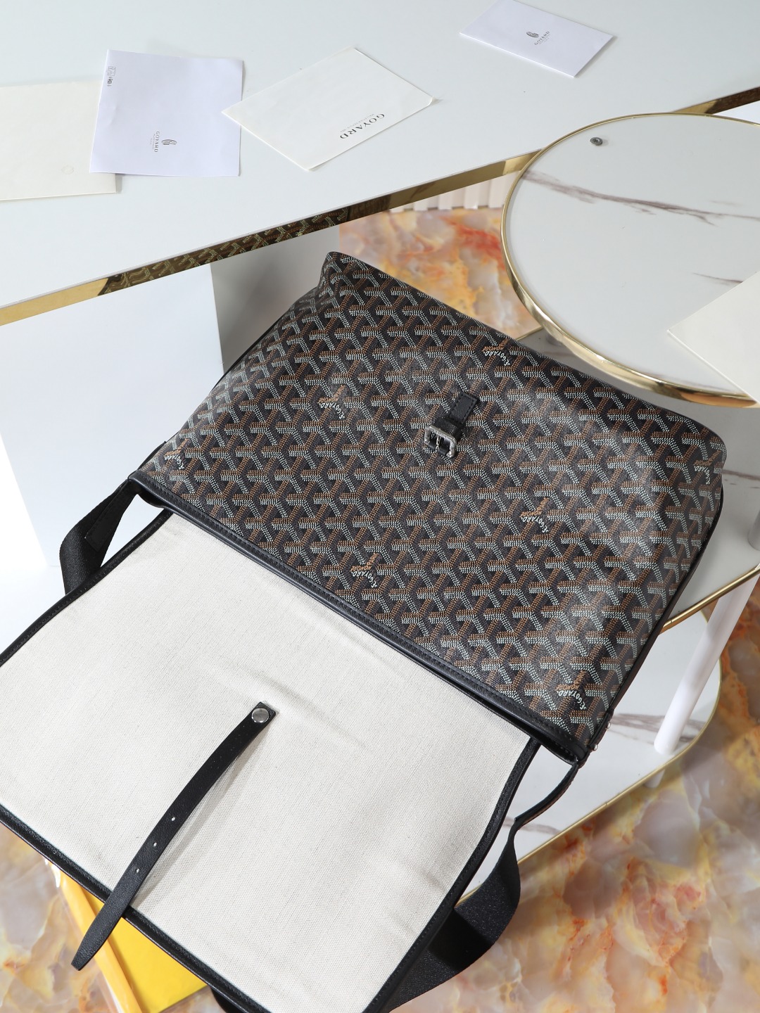 GOYARD 戈雅 CAPETIEN  -Canvas and leather flap-closure messenger/shoulder bag-F0-CAPETIMMLTY