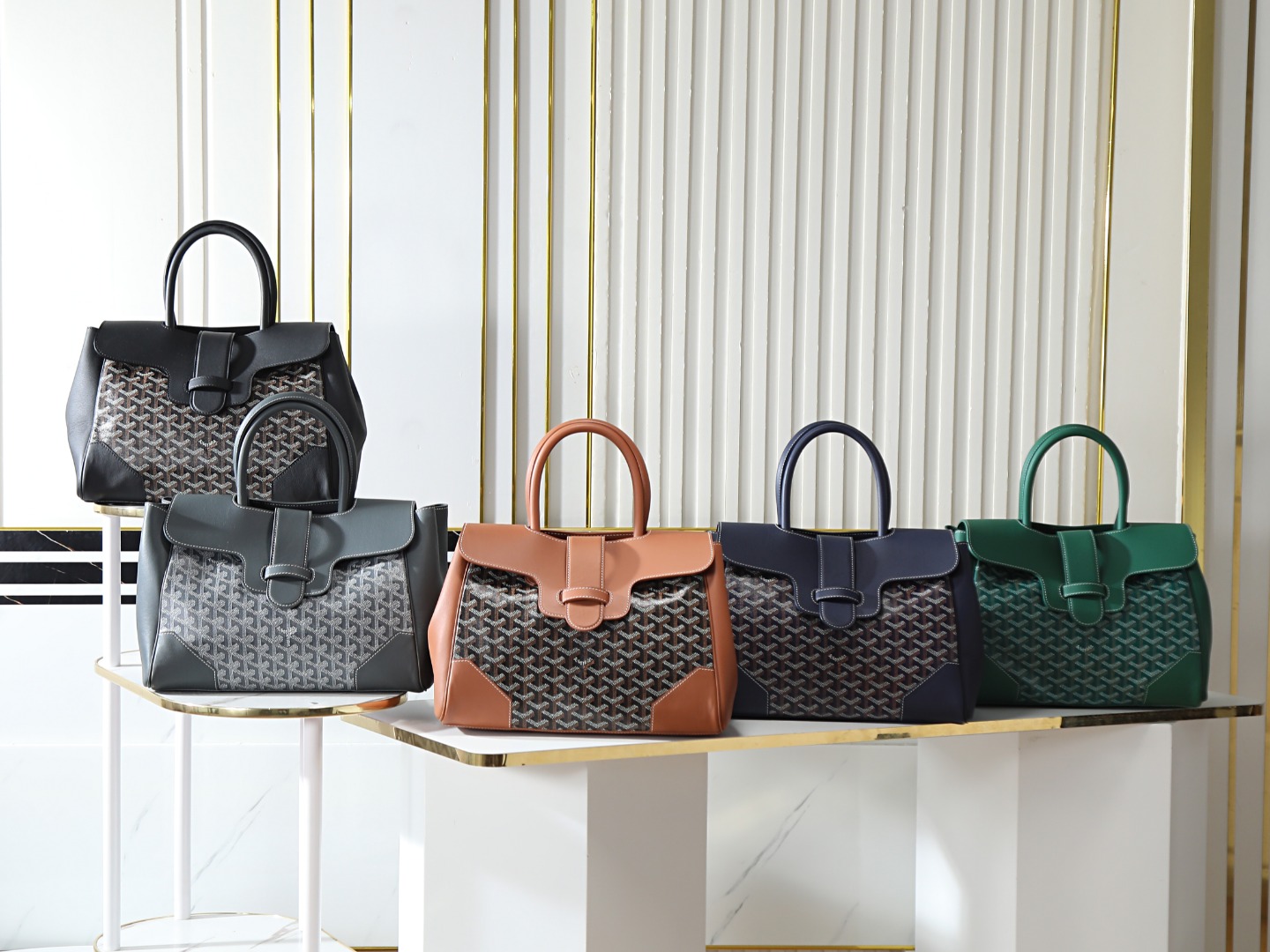 GOYARD 戈雅  Saigon -Beech Wood Handle Flap Tote Bag (Canvas & Leather) – Handheld & Shoulder Bag-F0-SAIGOCMMLTY
