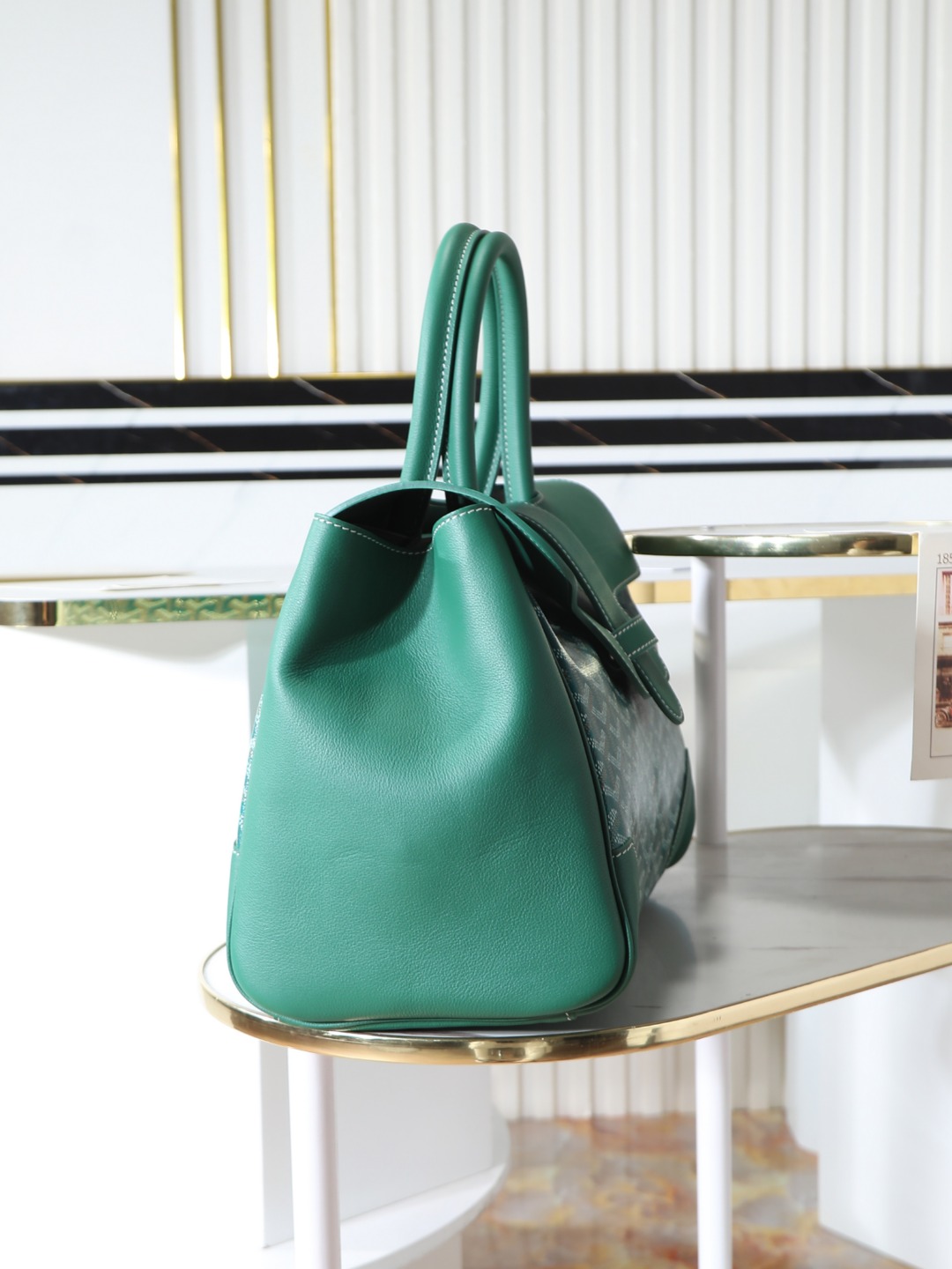 GOYARD 戈雅  Saigon -Beech Wood Handle Flap Tote Bag (Canvas & Leather) – Handheld & Shoulder Bag-F0-SAIGOCMMLTY
