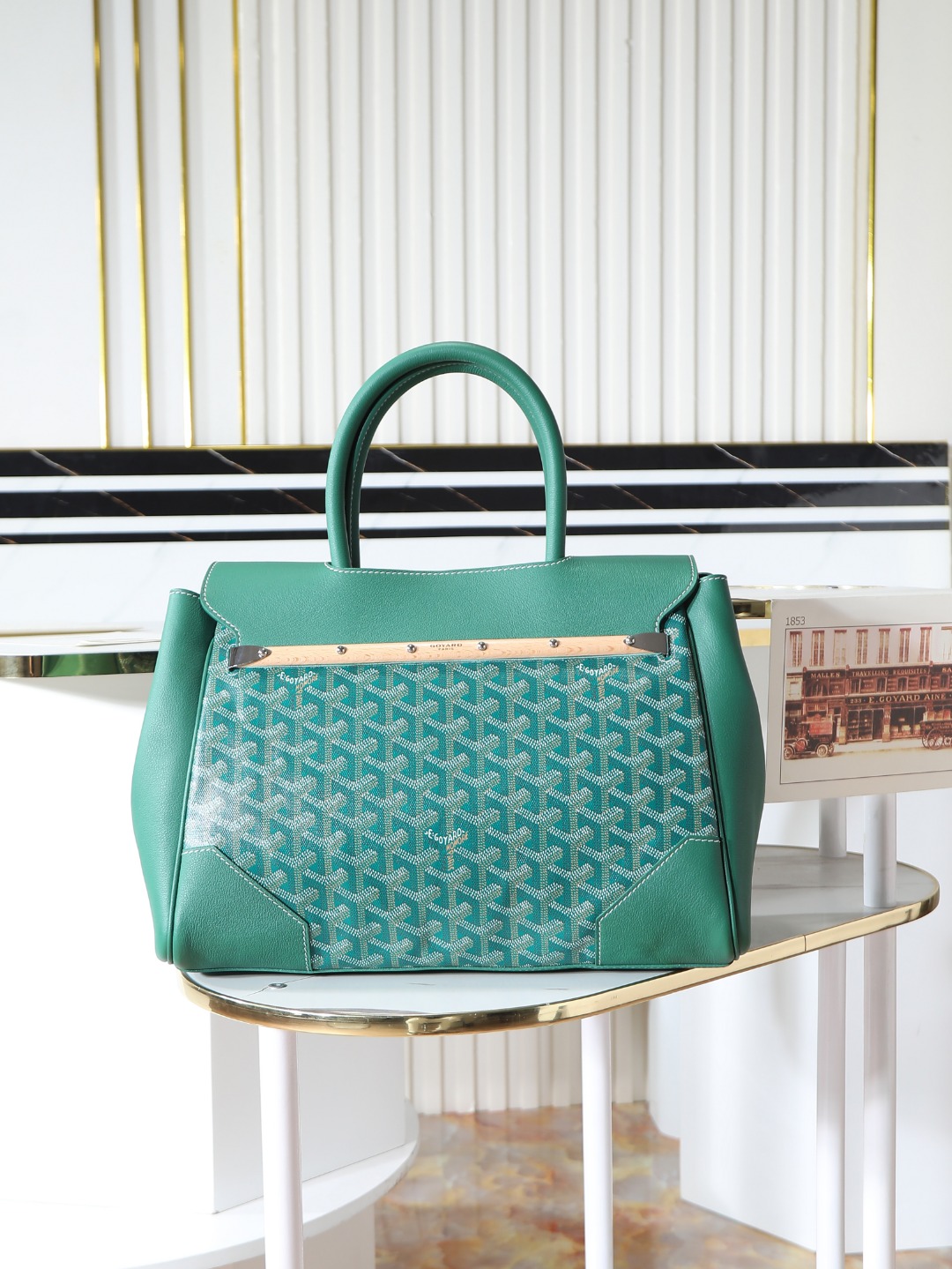 GOYARD 戈雅  Saigon -Beech Wood Handle Flap Tote Bag (Canvas & Leather) – Handheld & Shoulder Bag-F0-SAIGOCMMLTY