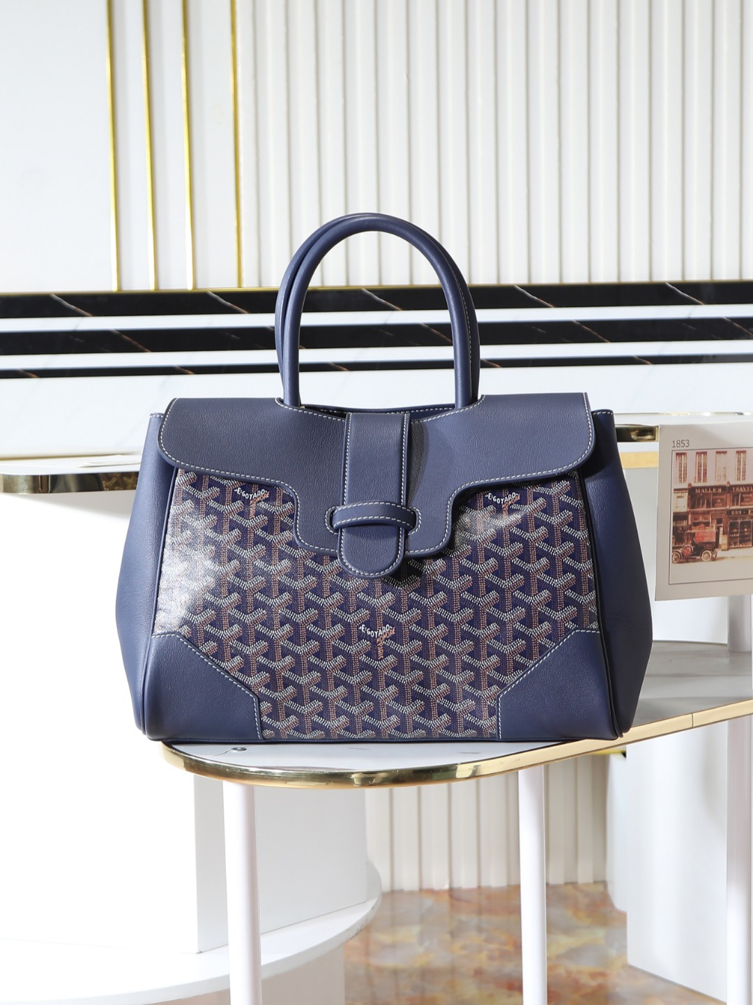 GOYARD 戈雅  Saigon -Beech Wood Handle Flap Tote Bag (Canvas & Leather) – Handheld & Shoulder Bag-F0-SAIGOCMMLTY