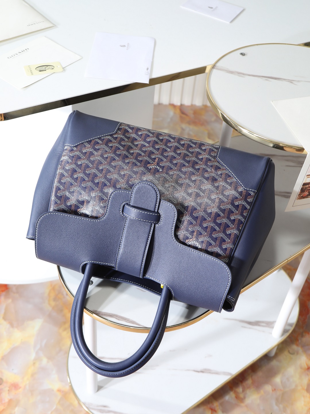 GOYARD 戈雅  Saigon -Beech Wood Handle Flap Tote Bag (Canvas & Leather) – Handheld & Shoulder Bag-F0-SAIGOCMMLTY