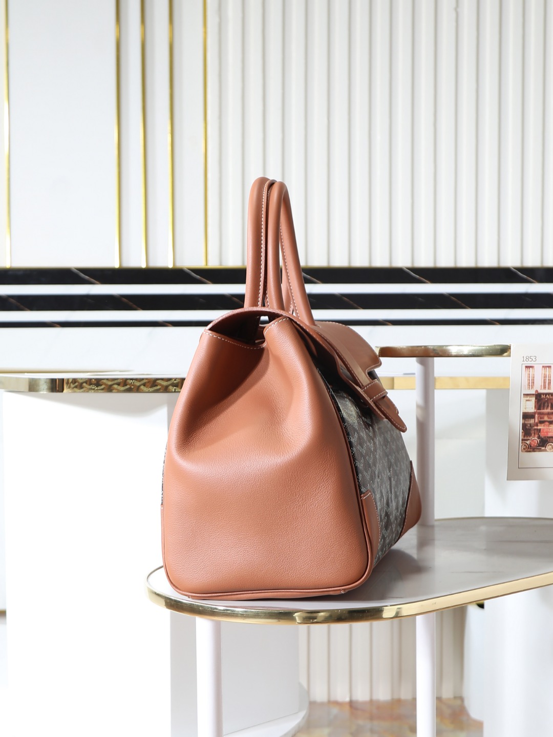 GOYARD 戈雅  Saigon -Beech Wood Handle Flap Tote Bag (Canvas & Leather) – Handheld & Shoulder Bag-F0-SAIGOCMMLTY
