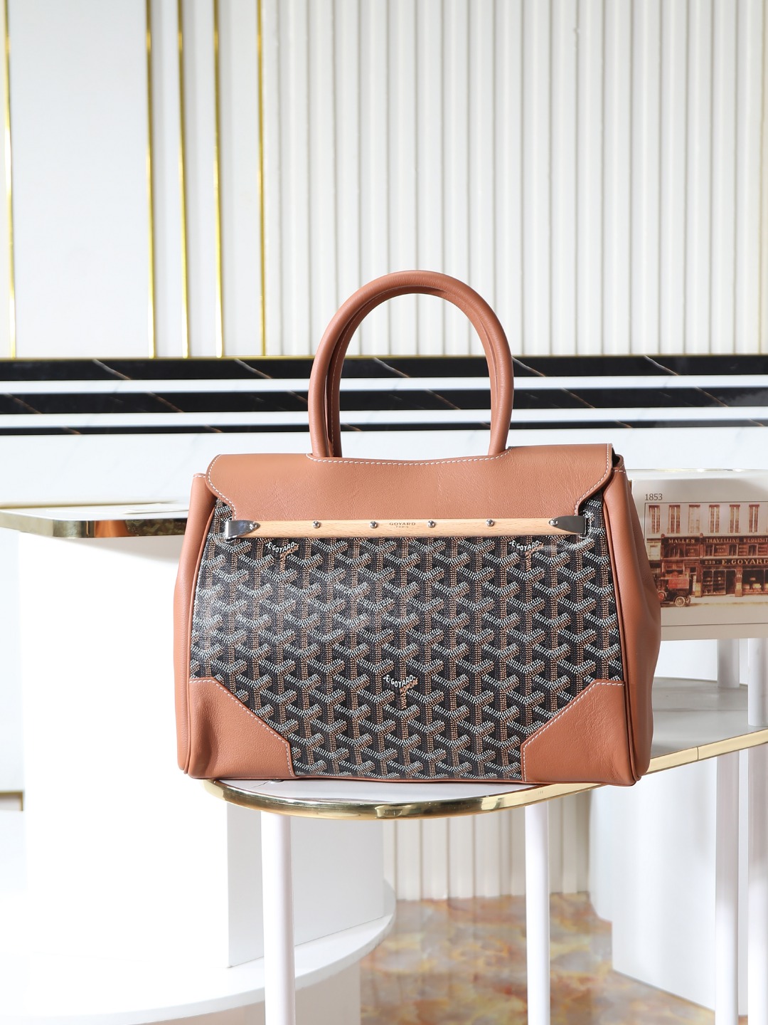 GOYARD 戈雅  Saigon -Beech Wood Handle Flap Tote Bag (Canvas & Leather) – Handheld & Shoulder Bag-F0-SAIGOCMMLTY