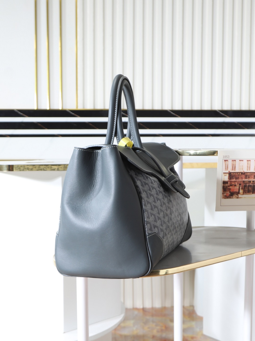 GOYARD 戈雅  Saigon -Beech Wood Handle Flap Tote Bag (Canvas & Leather) – Handheld & Shoulder Bag-F0-SAIGOCMMLTY